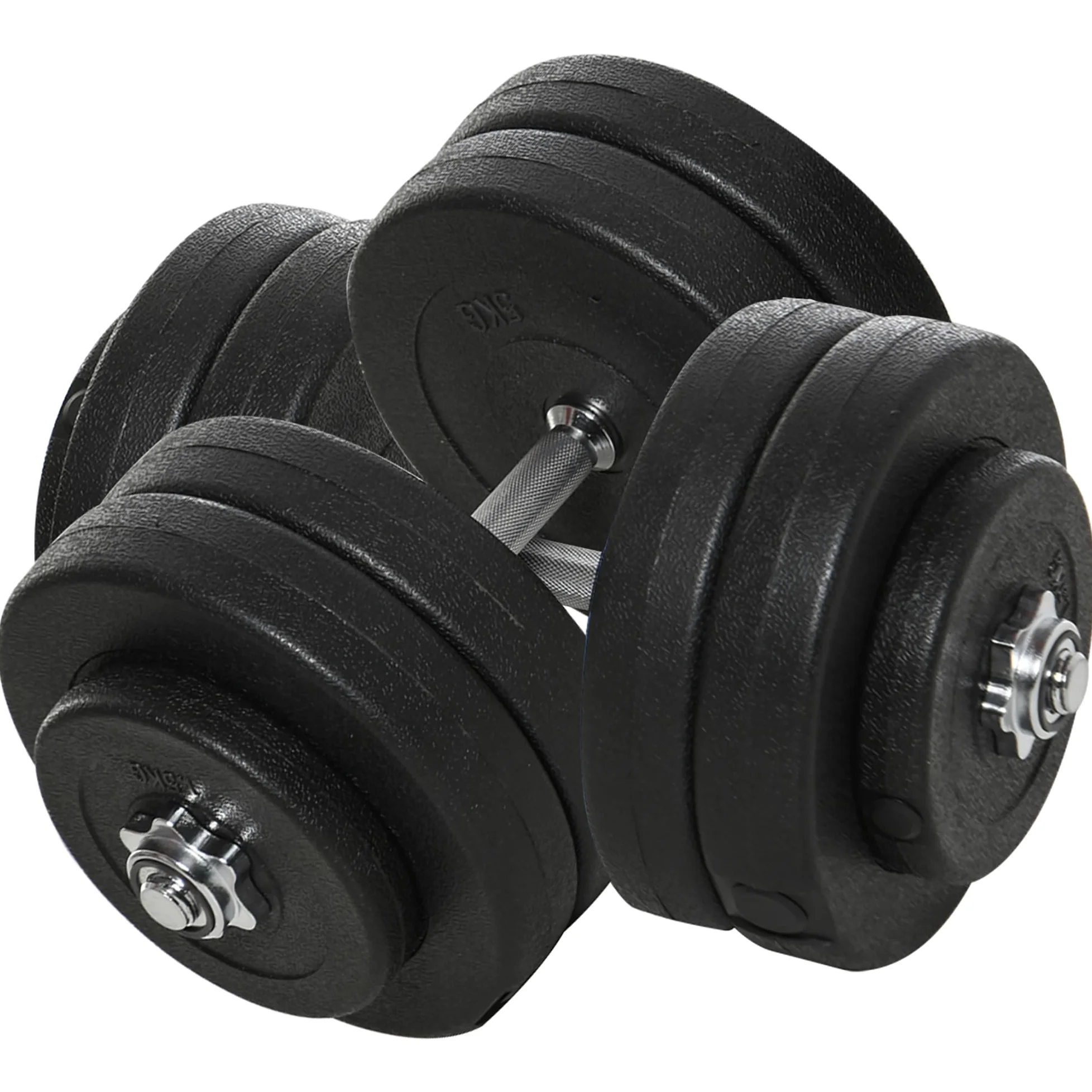 HOMCOM Juego de Mancuernas Ajustables Pesas y Mancuernas 50 kg Negro | 8x5 kg, 4x1,5 kg, 2 Barras para Ejercicio, Entrenamiento en Casa, Gimnasio, Oficina