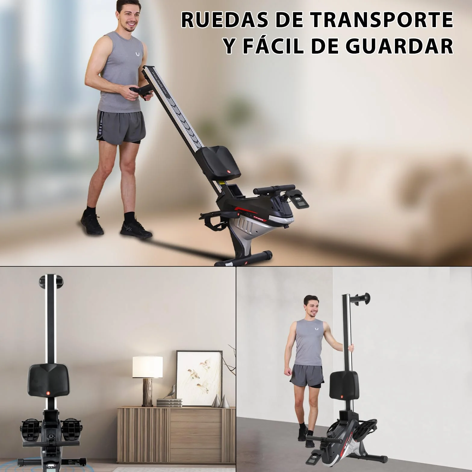 ISE Máquina De Remo para casa, Silenciosa, Máquina Remo Magnético, Remo Gimnasio En Casa con 8 Niveles de Resistencia, Fuerza de Tracción máx de 15KG, Remo Maquina Ejercicios En Casa