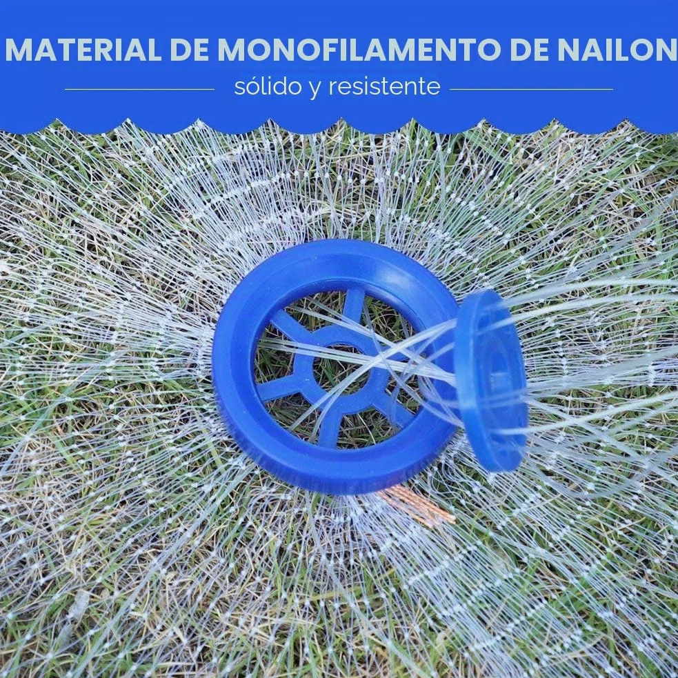 Red de pesca Dioche de nailon, monofilamento al aire libre, estilo americano, lanzamiento de mano de malla de pesca