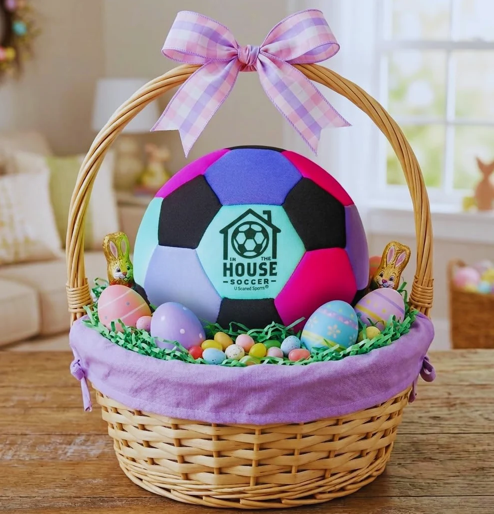 in The House - Balón de fútbol acolchado tamaño 4 para interiores para niñas (a partir de 3 años), niños (a partir de 3 años) y adultos - Lleva la práctica de fútbol a casa - Perfecto