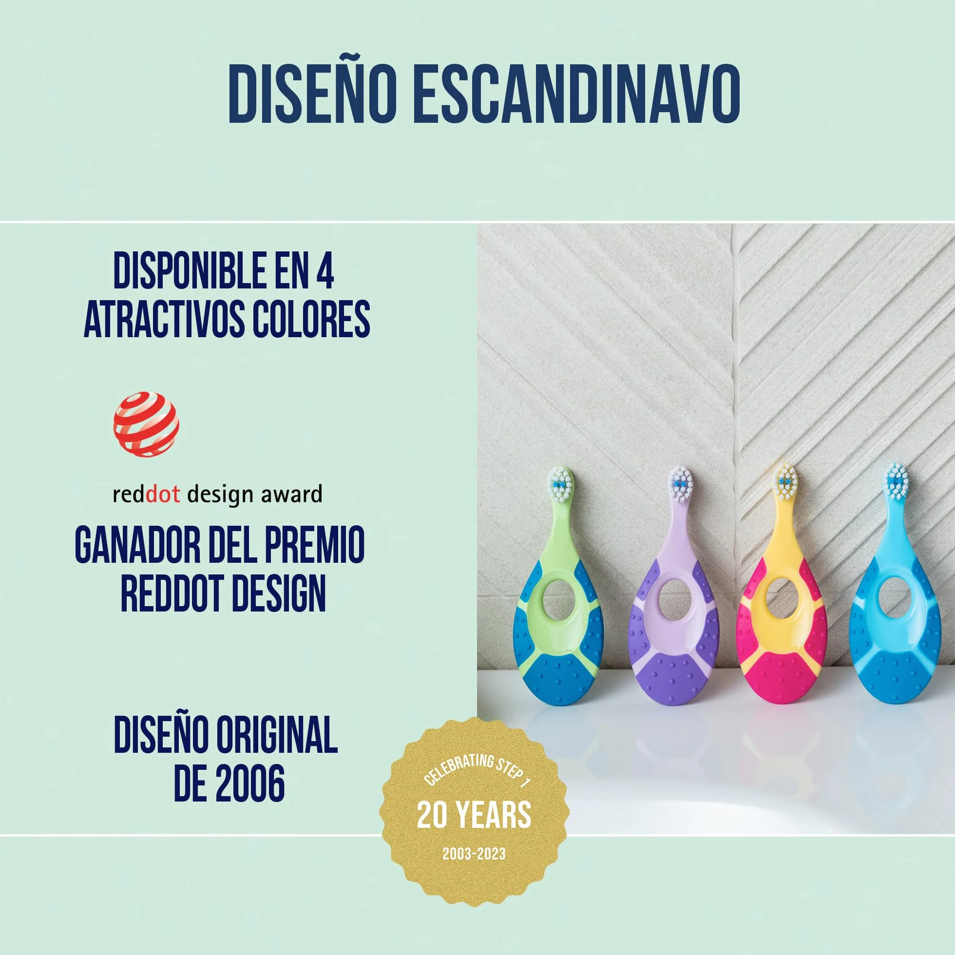 Jordan Cepillo de dientes para bebé 0-2 años Original cerdas extra suaves Pack 2 Unidades Multicolor