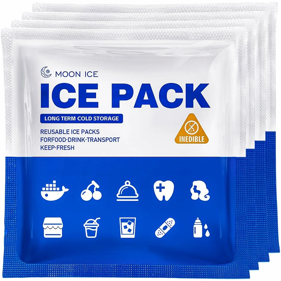 Blue Ice Packs para enfriadores, envío y fiambrera | Frío hasta 48 horas | Paquete de hielo reutilizable de tamaño delgado de larga duración | Paquetes de congelador de gel para camping, playa, pesca,