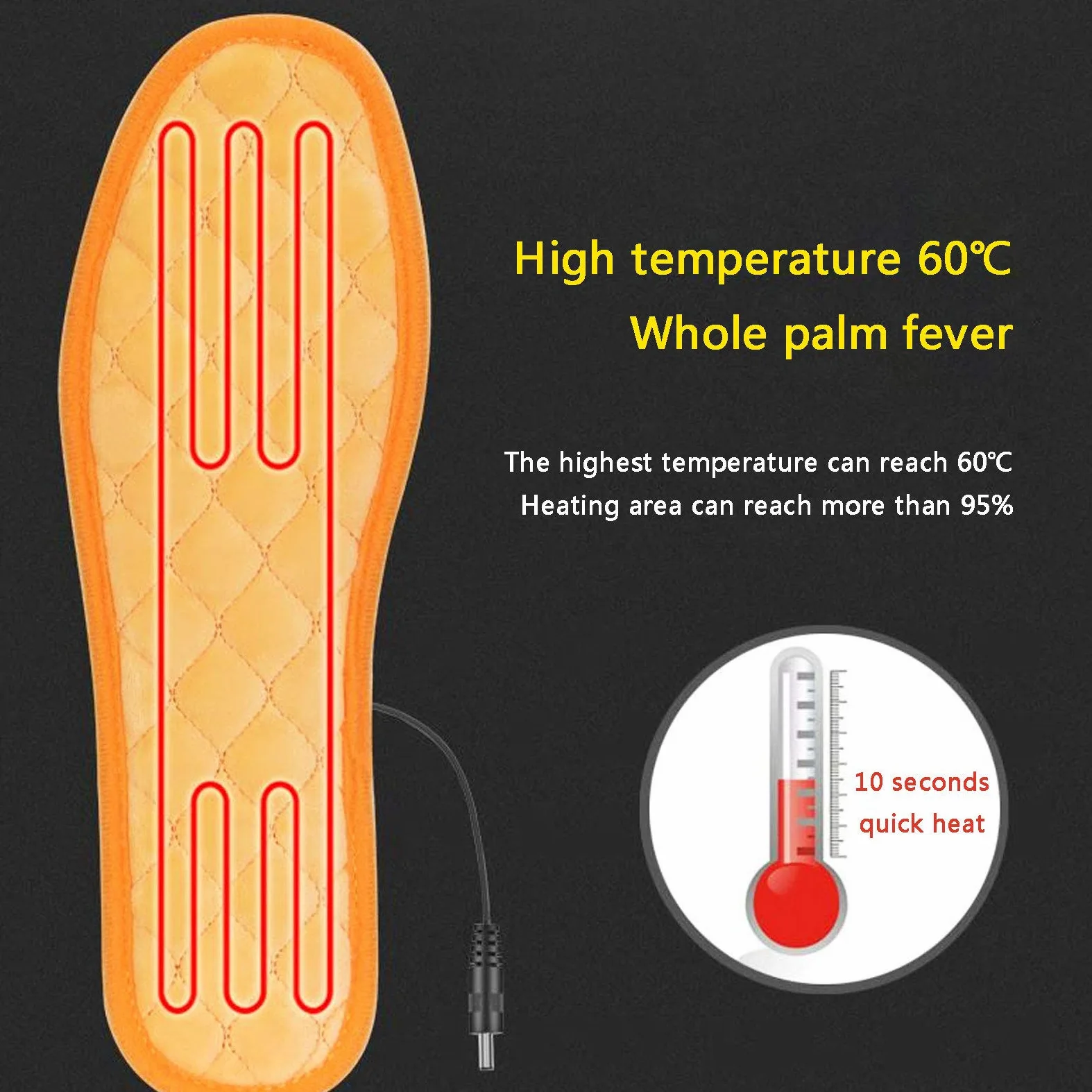 NANANA Plantillas Calefactables, Climatizada Plantillas, Suelas Calentables, Plantilla de Calefacción USB Lavable, Productos Esenciales para Mantener el Calor en Invierno, Lavable,B,38