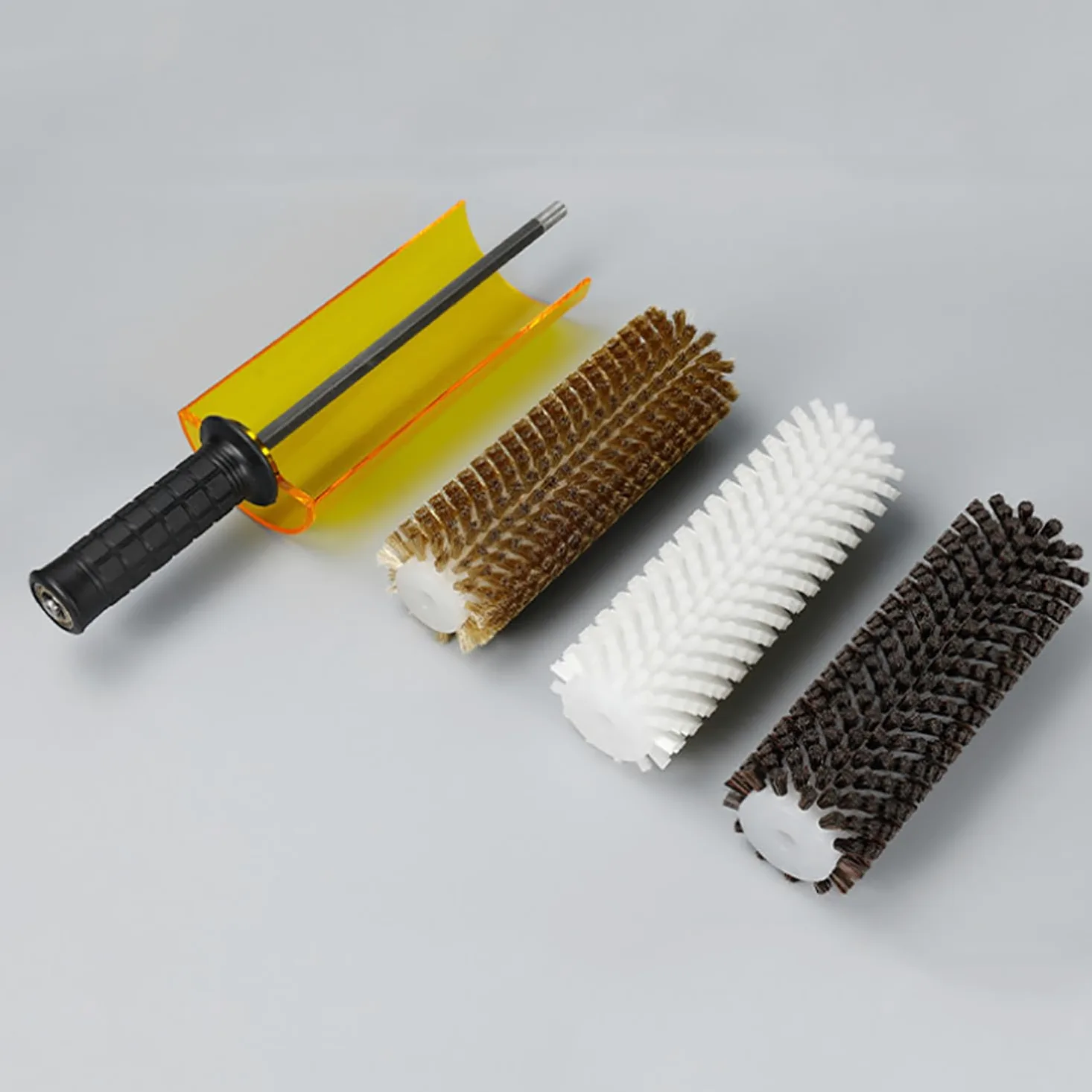 Kit de cepillo de esquí Roto con 3 cepillos de nailon, latón, crin de caballo para encerar, quitar cera, mango de cepillo de rotación de esquí, uso en taladro eléctrico