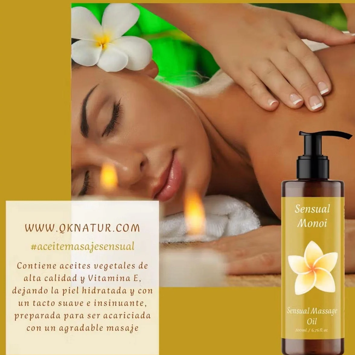 Aceite de Masaje MONOI BIO 200ml con Ingredientes Naturales