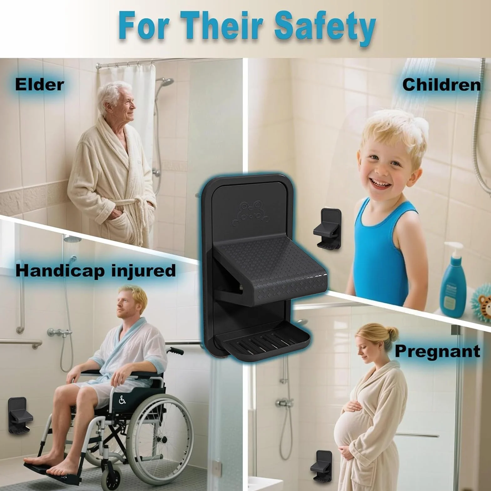 Shower Foot Rest PP 21.5x11x9.2cm Leg Shaving Footstool With Tray Wall Bathroom Accessory