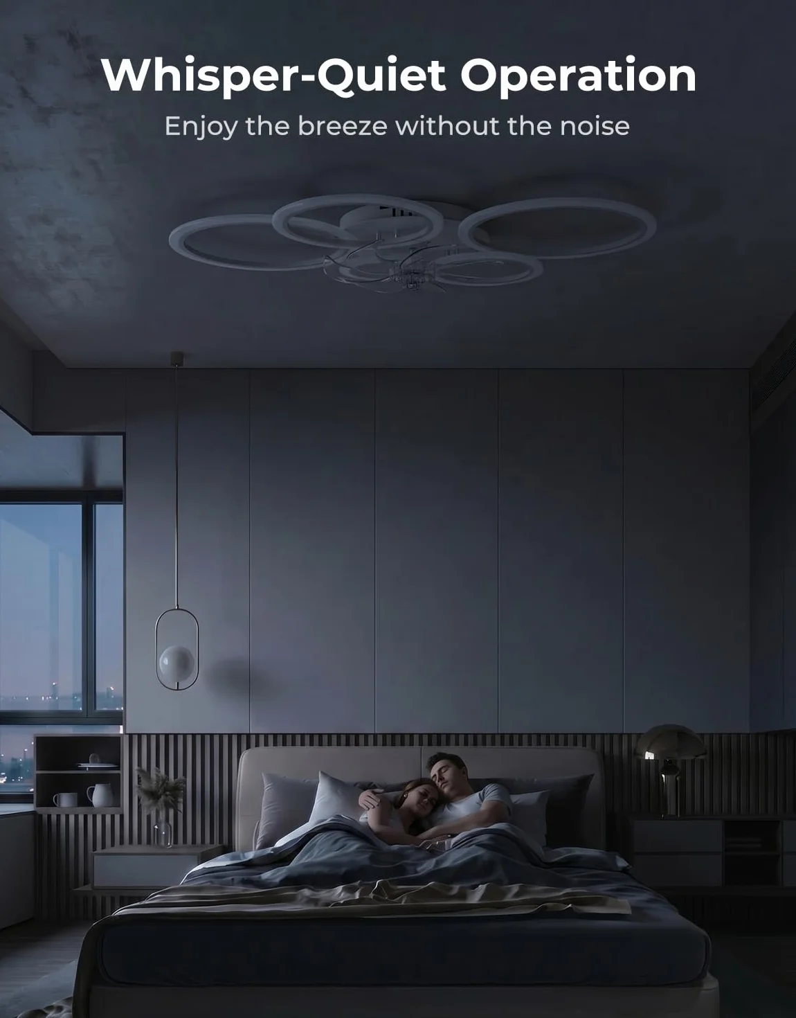 Lampara Ventilador Techo LED Compatible con Alexa, Google Assistant, Motor DC, 6 Velocidades, Silencioso