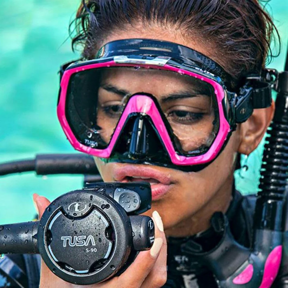 Tusa Elite Gafas Máscara de Buceo y Snorkeling Adultos, Silicona Negro/Verde