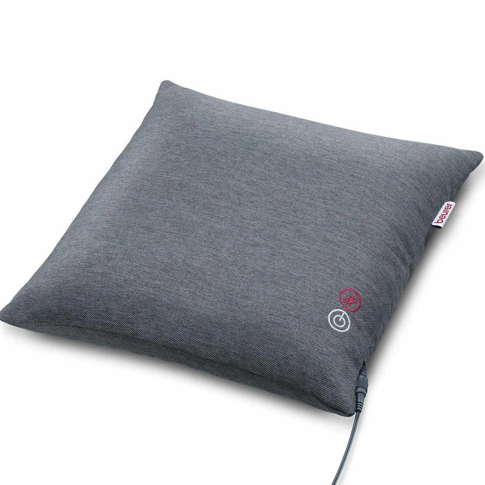 Beurer MG135 Almohada de masaje Shiatsu con luz y calor, 4 cabezales rotatorios, funda lavable 40x40 cm, gris