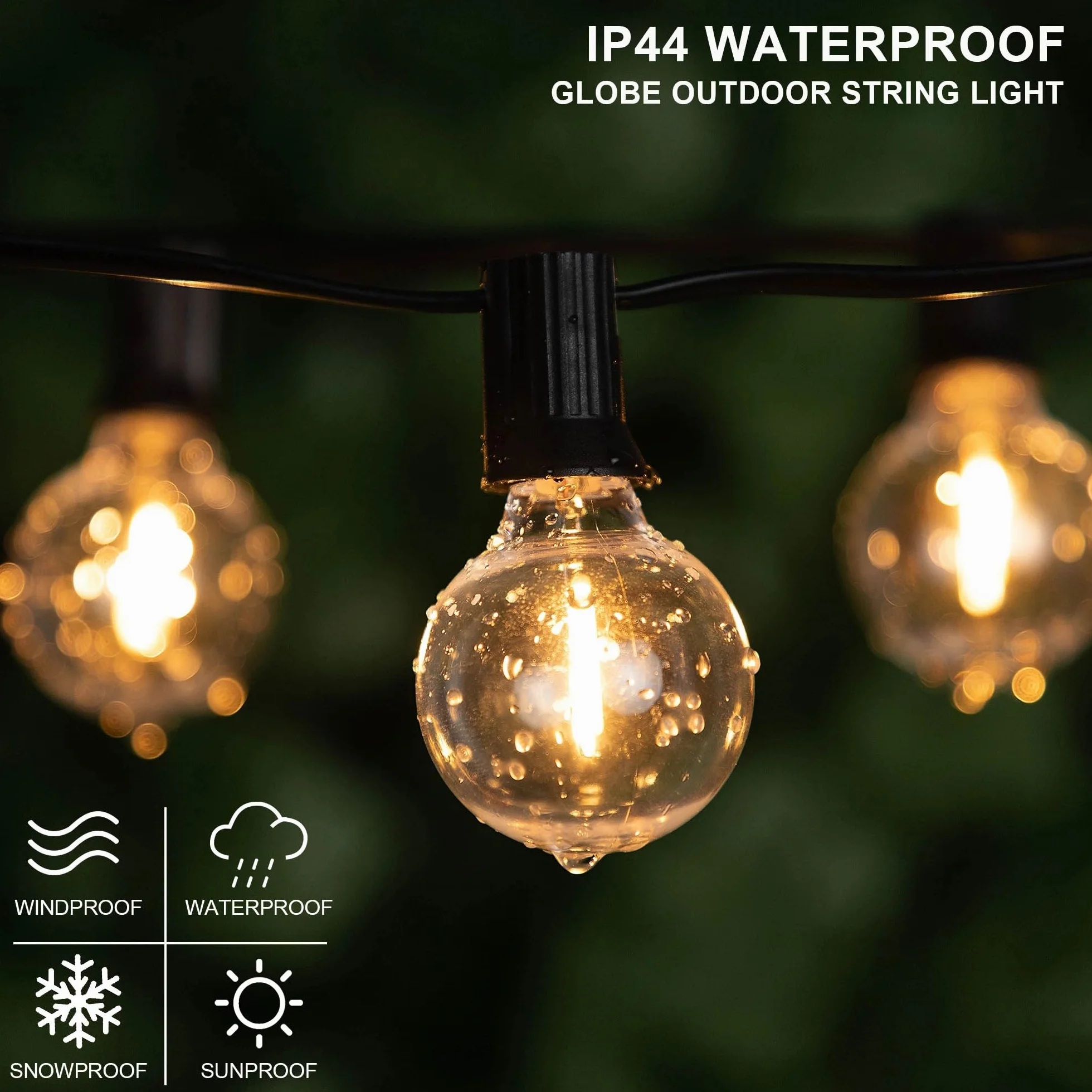 Cadena de Luces Exterior 15M IP44 Impermeable LED G40 25+1 Bombillas