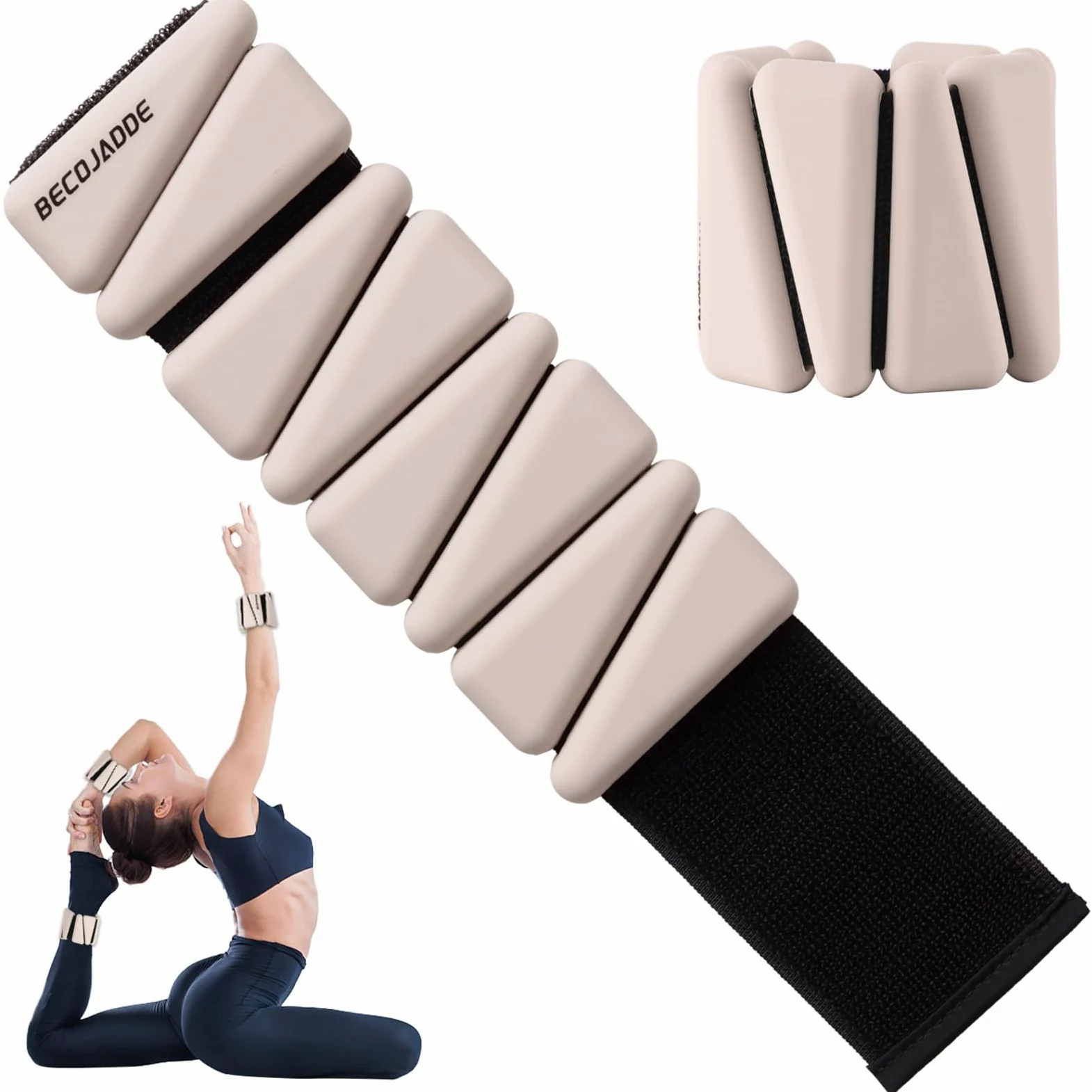 BECOJADDE Juego de 2 pesas de tobillo (1 libra/2 libras/3 libras cada una), pesas de muñeca ajustables para mujeres y hombres, pesas para brazos, piernas, pilates, correr, caminar, entrenamiento, yoga