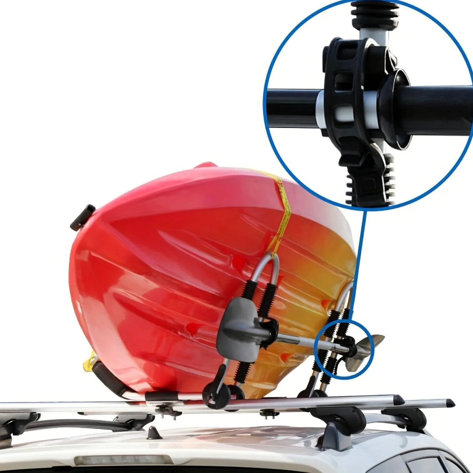 Baoblaze 2 Piezas Portaequipajes de Techo Ajustable Soporte Kayak Canoe Porta Kayak con Ajuste Fino del Ángulo y Almohadillas Protectores Adecuado para de Verano Rutas Costeras y Garaje