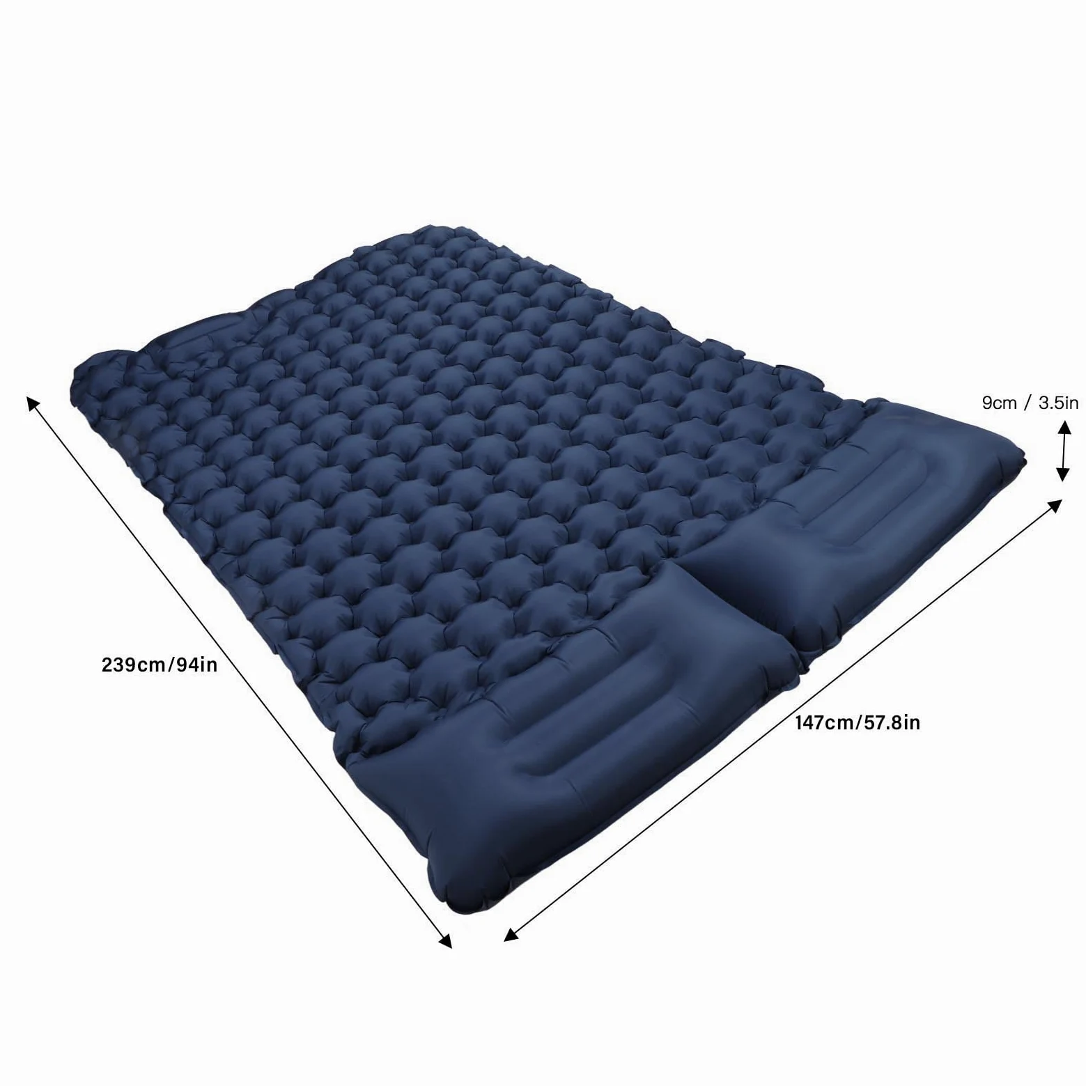 Colchoneta Inflable Doble para Acampar con Almohada, Colchoneta Doble Autoinflable con Almohada, Colchoneta De Nailon Impermeable para Exteriores para Senderismo, Camping (Azul Oscuro)