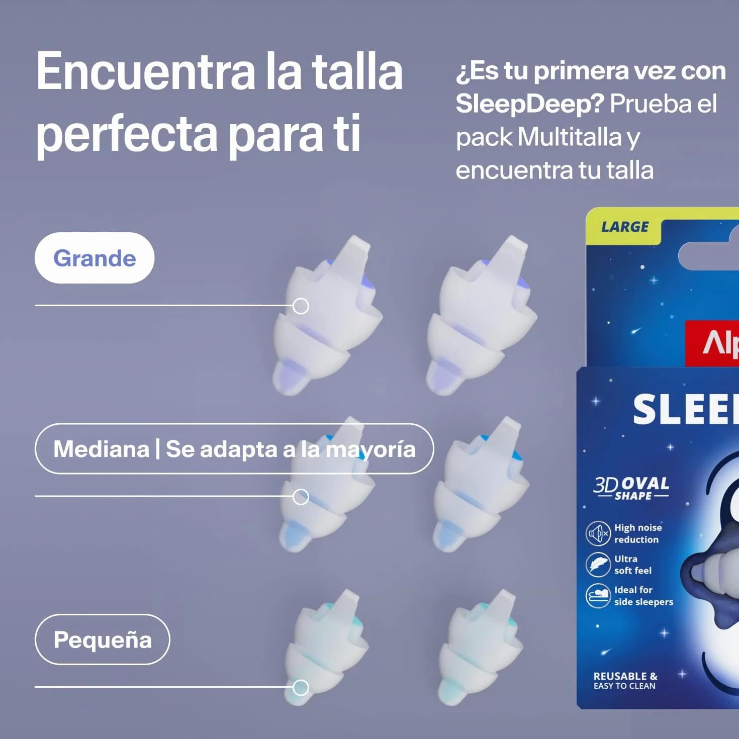 Alpine SleepDeep Tapones de Oídos para Dormir M/L Gel Supresor de Ruido Antiruido 3D