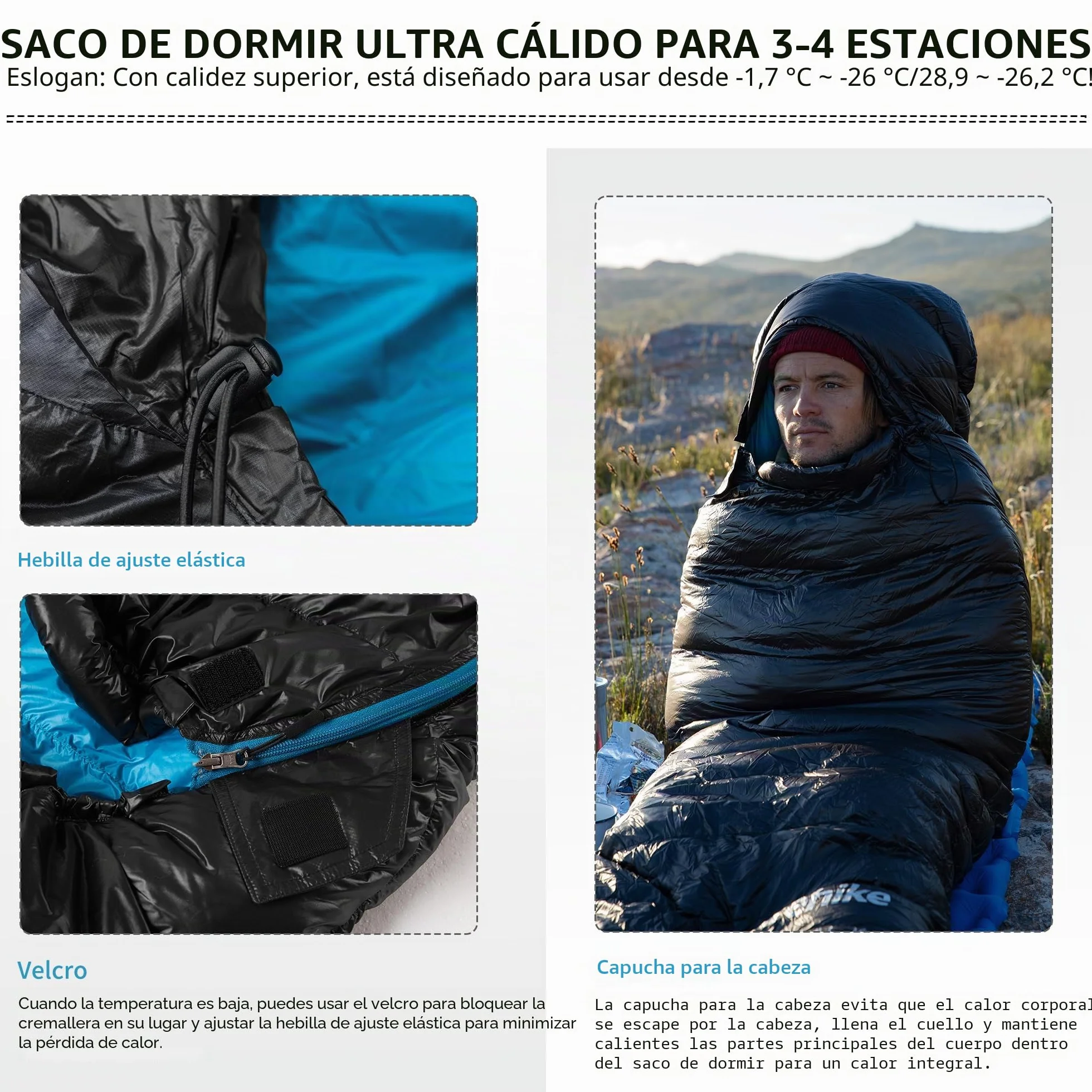 Naturehike CW700 Saco de dormir de plumón ultraligero portátil compacto invierno saco de dormir 4 estaciones para adultos y niños al aire libre camping senderismo viajes con saco de compresión