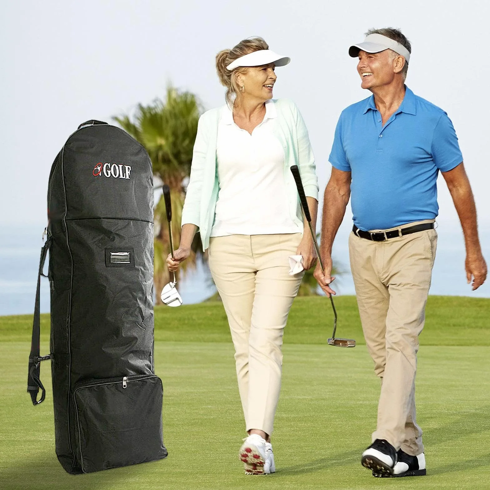 Bolsa de Golf, Bolsa de Golf de Viaje, Protector de Transporte de de Golf con Correa Ajustable, Bolsa de Viaje para protección de Vuelo de Golf con Ruedas para la