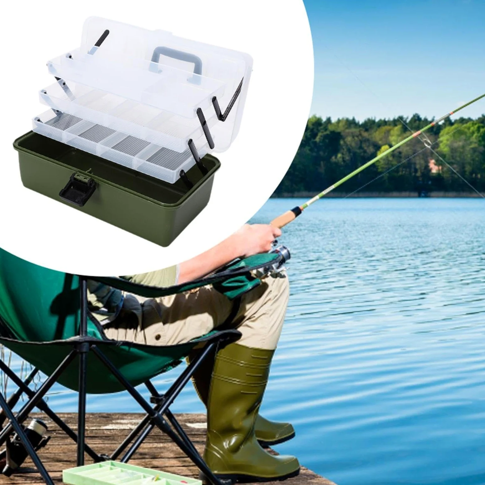 Caja de Aparejos de Pesca Multifuncional de Varios Niveles, Ligera, con Espacio para Guardar El Cebo.