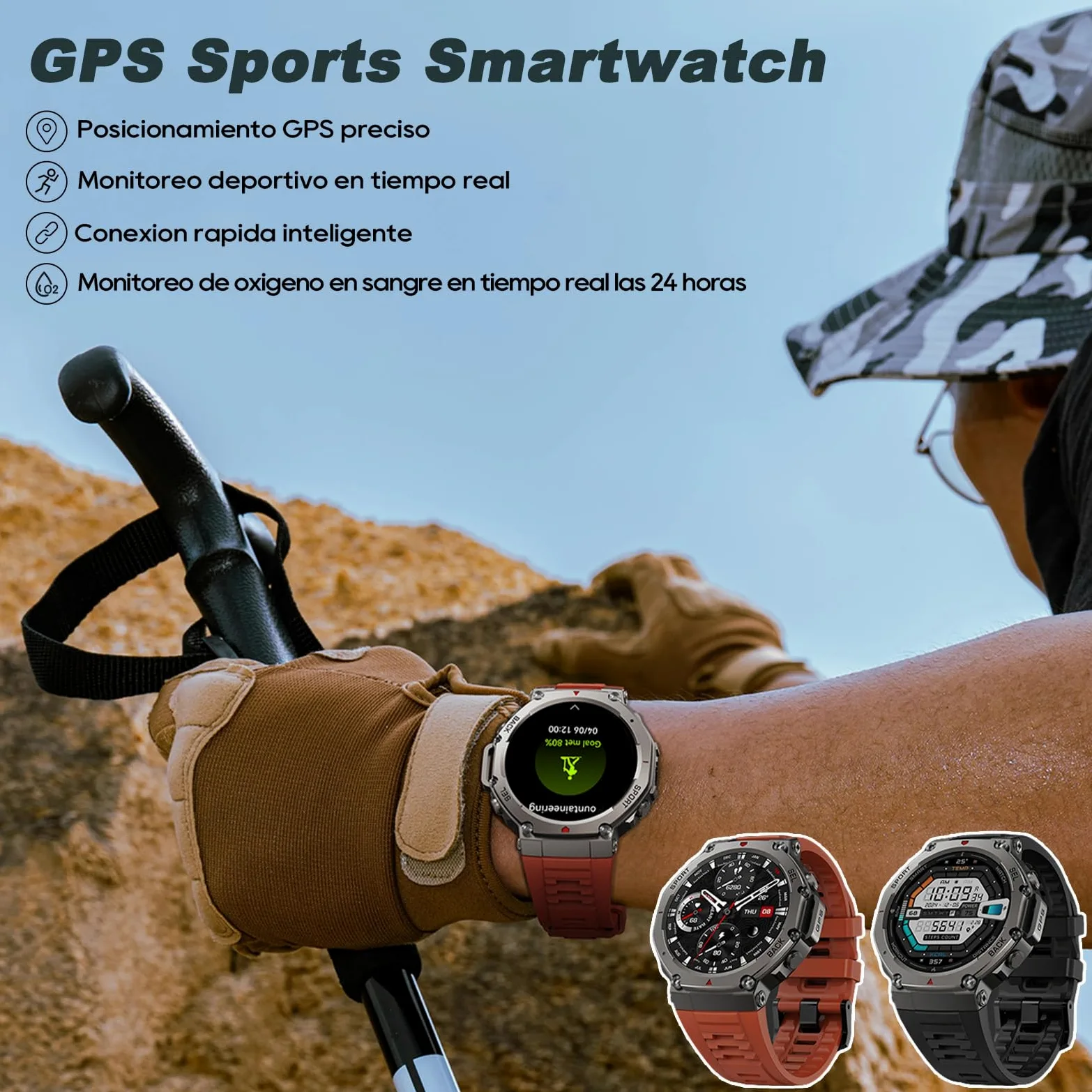 Reloj Inteligente GPS Frecuencia Dual con Mapas Offline, 1.43" AMOLED, Llamadas Bluetooth y Altavoz, +170 Modos Deportivos, Monitor Cardiaco SpO2 24/7 Batería hasta 15 Días Resistente al Agua (Negro)