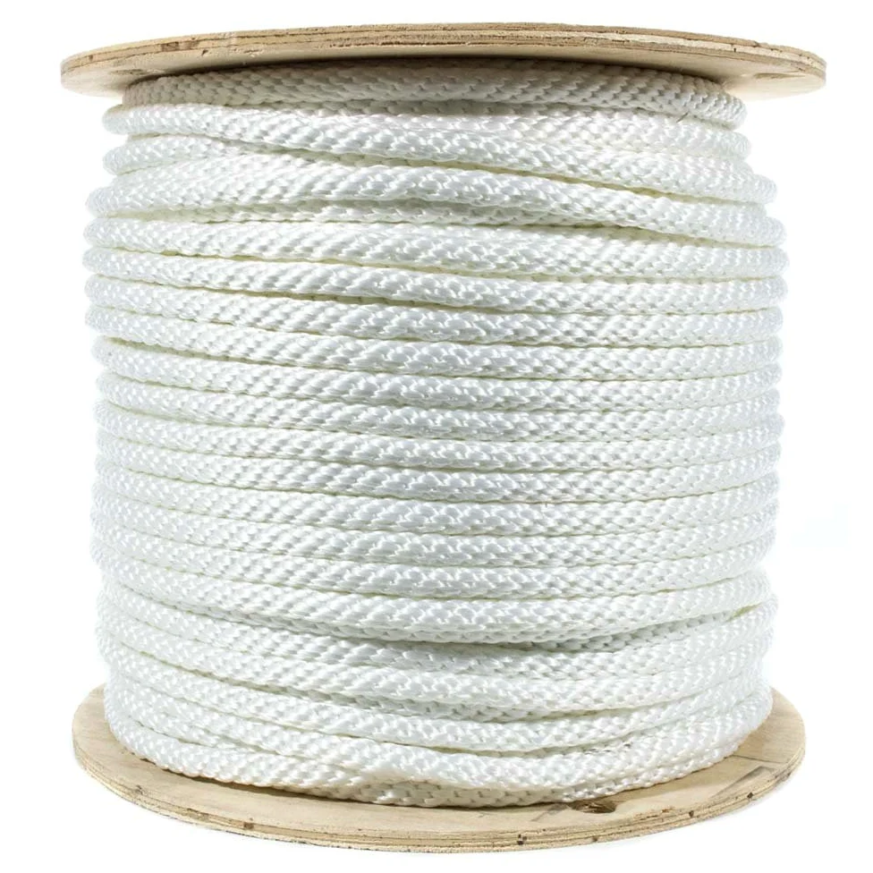 Cuerda de nailon trenzado blanco sólido (1/8 en – 1/2 pulgadas) – Mold, rotación, UV, gas, y resistente a la intemperie – Ancla, toallas, barcos, amarre, camping, poleas, bloques, proyectos de bricolaje, al aire libre (50 pies – 500 pies)