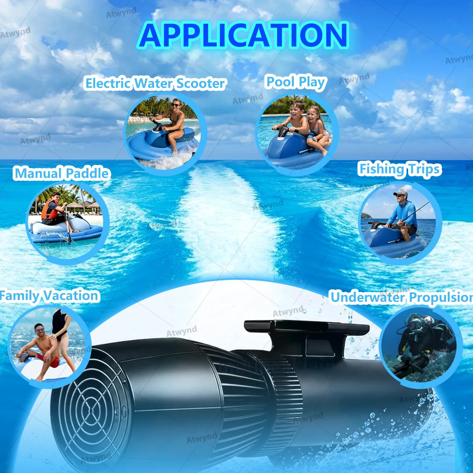 Moto Acuática Plegable con Motor, Lancha Motora Eléctrica para 2 Personas para Adultos y Niños, Lancha Motora Inflable Plegable, Ideal para Snorkel, Buceo y Actividades en El Océano Nothruster