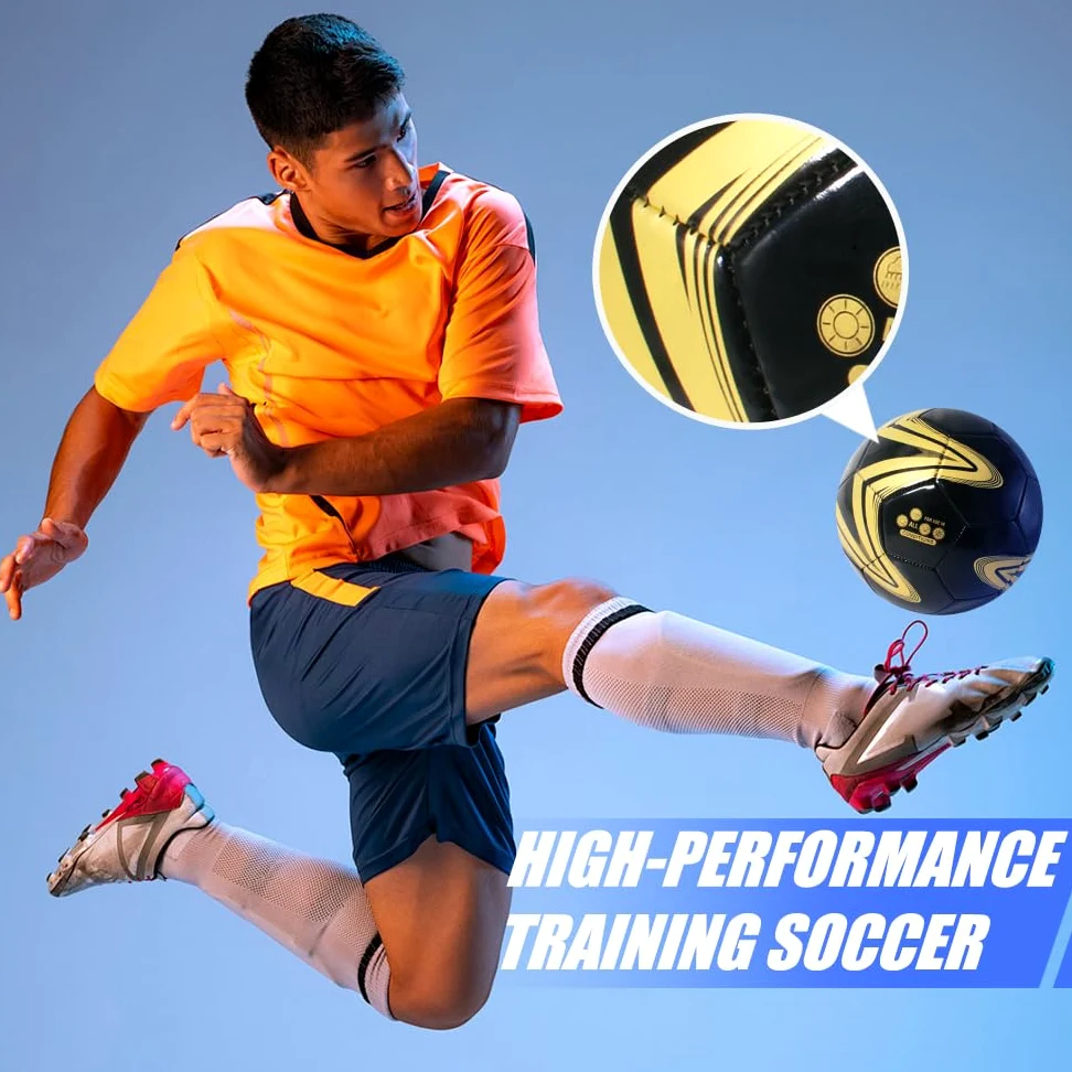 Balón de fútbol unisex de talla 5, pelota oficial profesional al aire libre para jóvenes y adultos., Negro