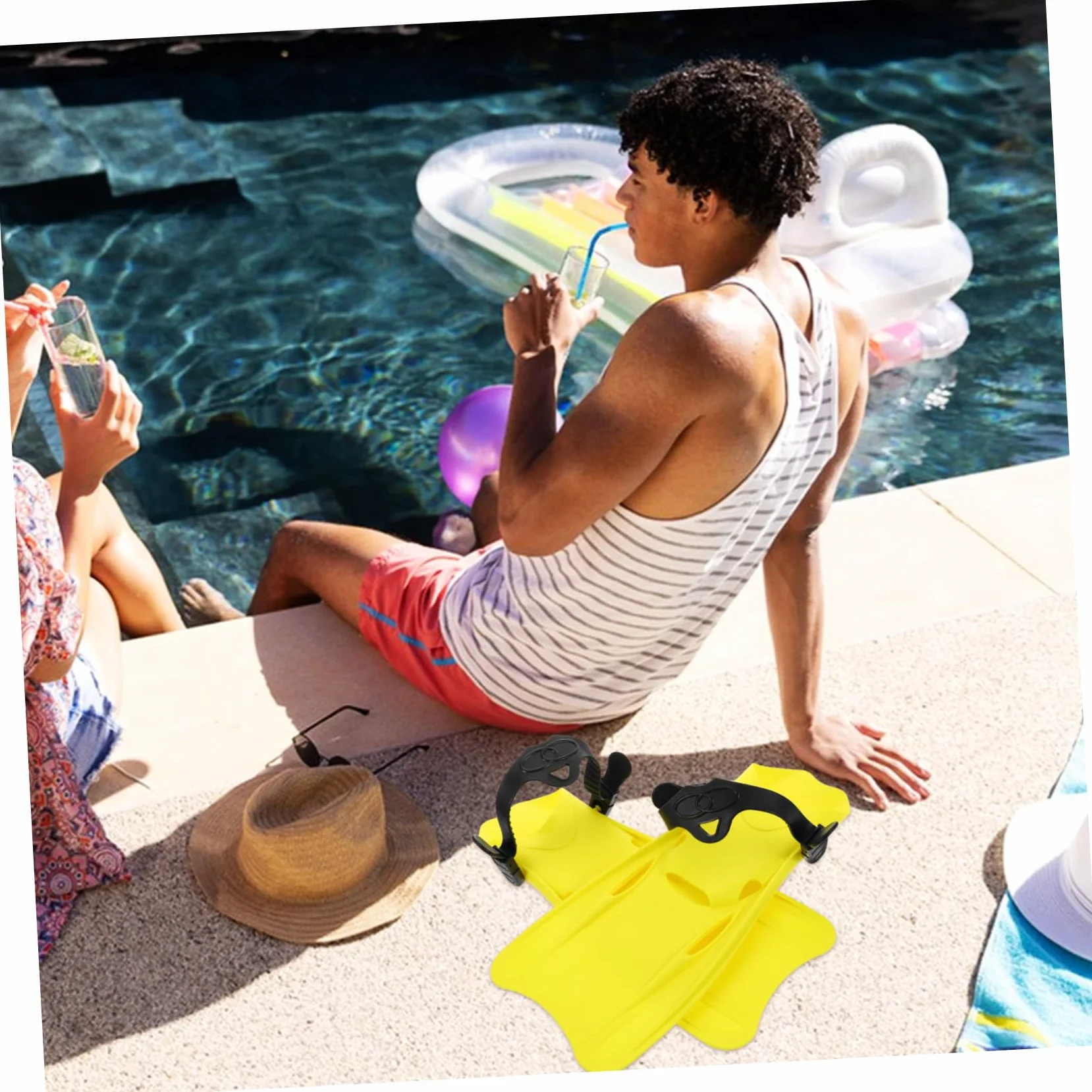 Aletas de Snorkel de Entrenamiento 1 Par, Amarillo TPR PP Ajustable | Fiesta Verano, Equipo de Buceo y Snorkel para Playa, Talla L 39-43, Experiencia de Natación Mejorada