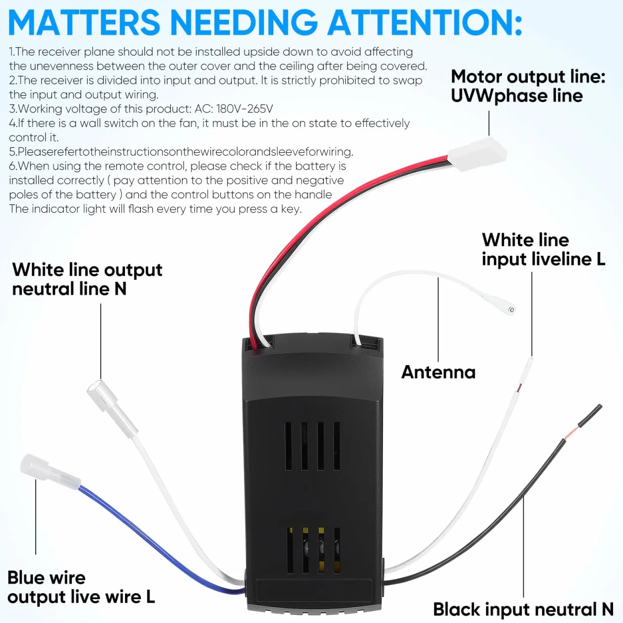 HOMSFOU Controlador de Ventilador de Techo Inalámbrico Motor DC Variable Compatible Luces