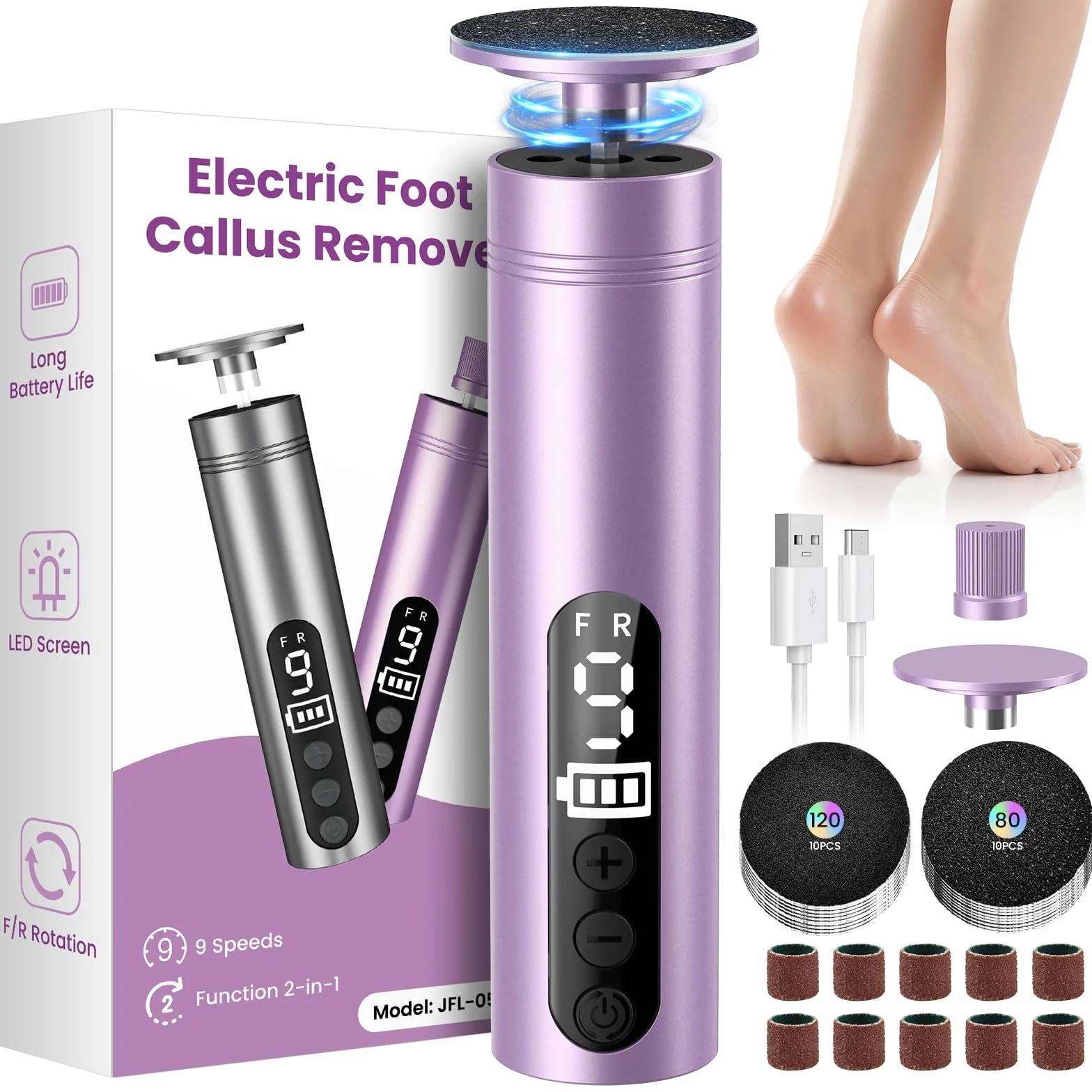 Lima Pies Electrica 2 en 1 Pedicura Profesional Quita Durezas Recargable Removedor de Callos