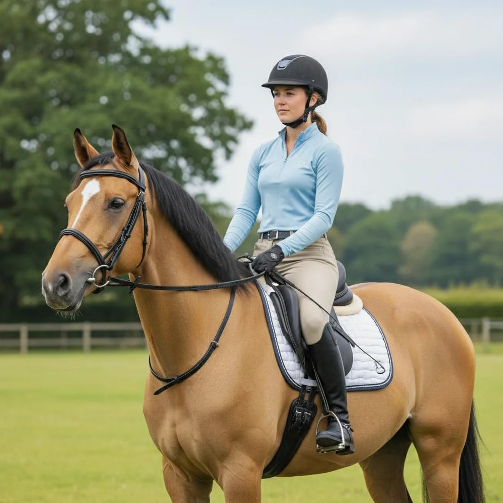 Correa de cuero para el cuello para montar a caballo, equilibrio Pony Cob Full