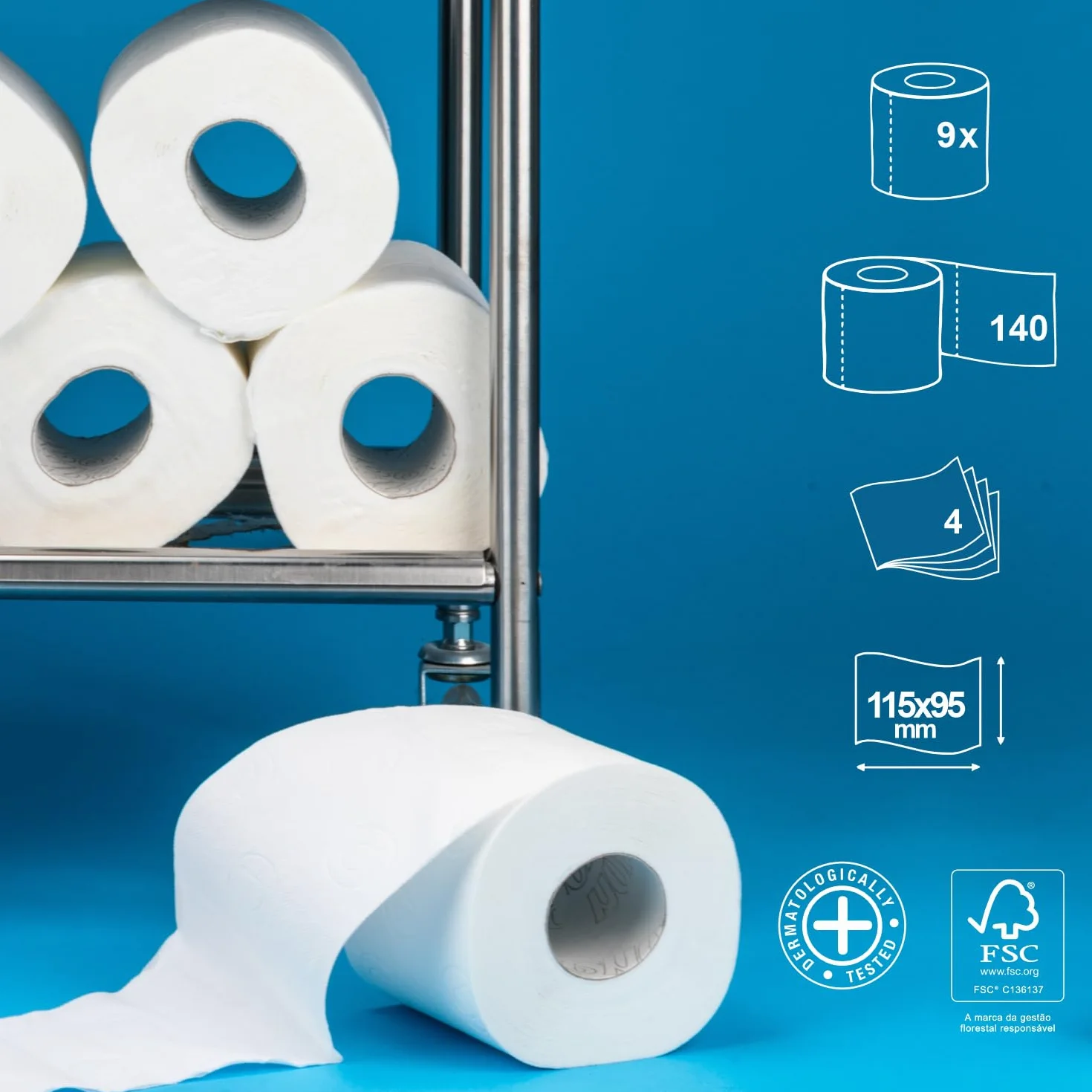 Renova Papel Higiénico 4 Capas Royal Blanco 9 Rollos
