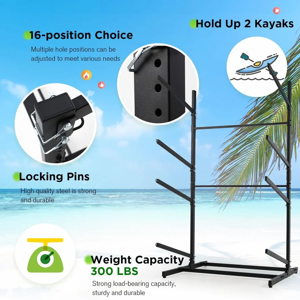 Estante de Almacenamiento Resistente para Kayak 42" para Interiores y Exteriores