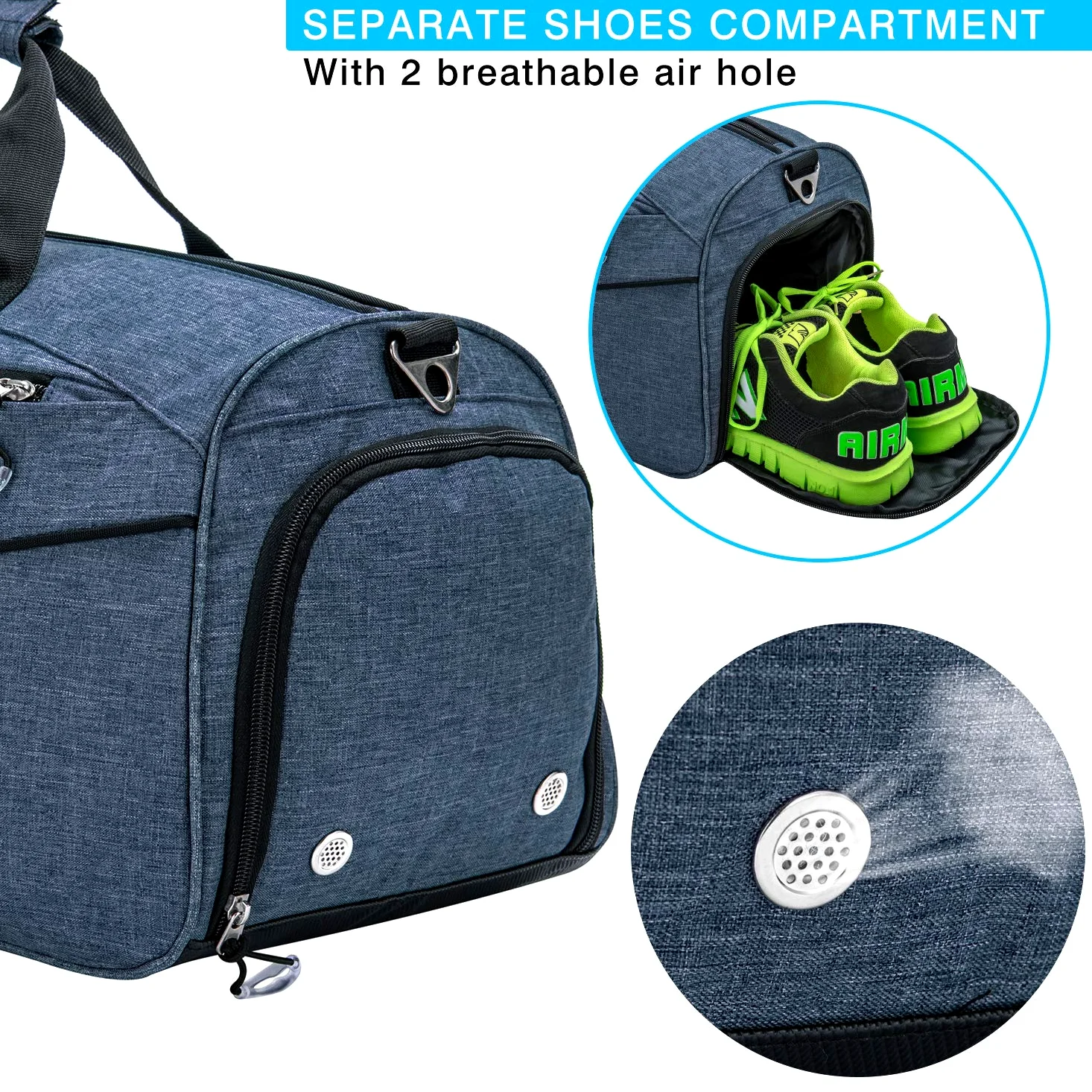 Bolsa deportiva pequeña de gimnasio para hombres y mujeres, bolsa de viaje para entrenamiento, Azul, Talla única, Deportivo, práctico