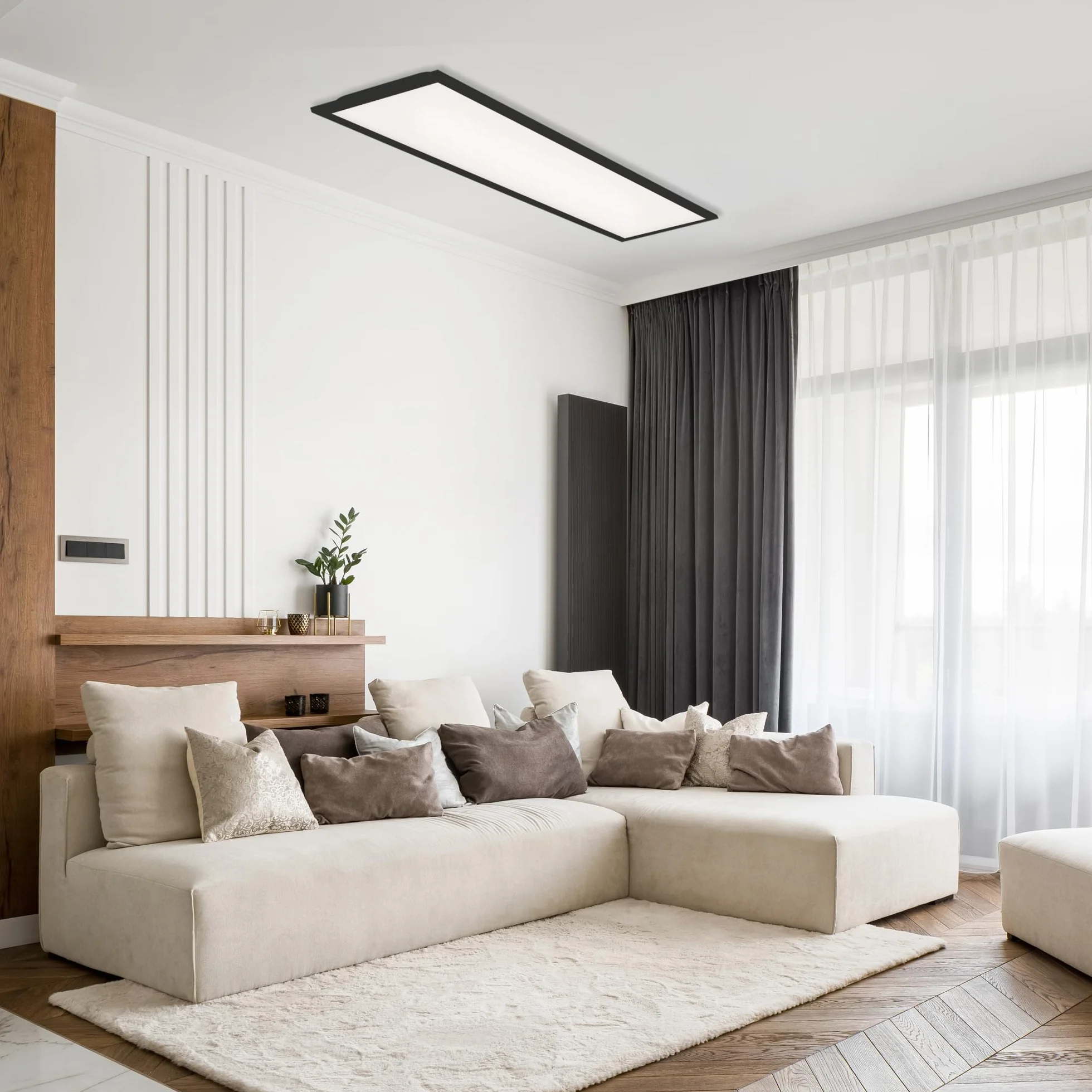 Plafón LED Ultra Plano 22W 2200 Lúmenes 4000K 100x25x6cm Negro