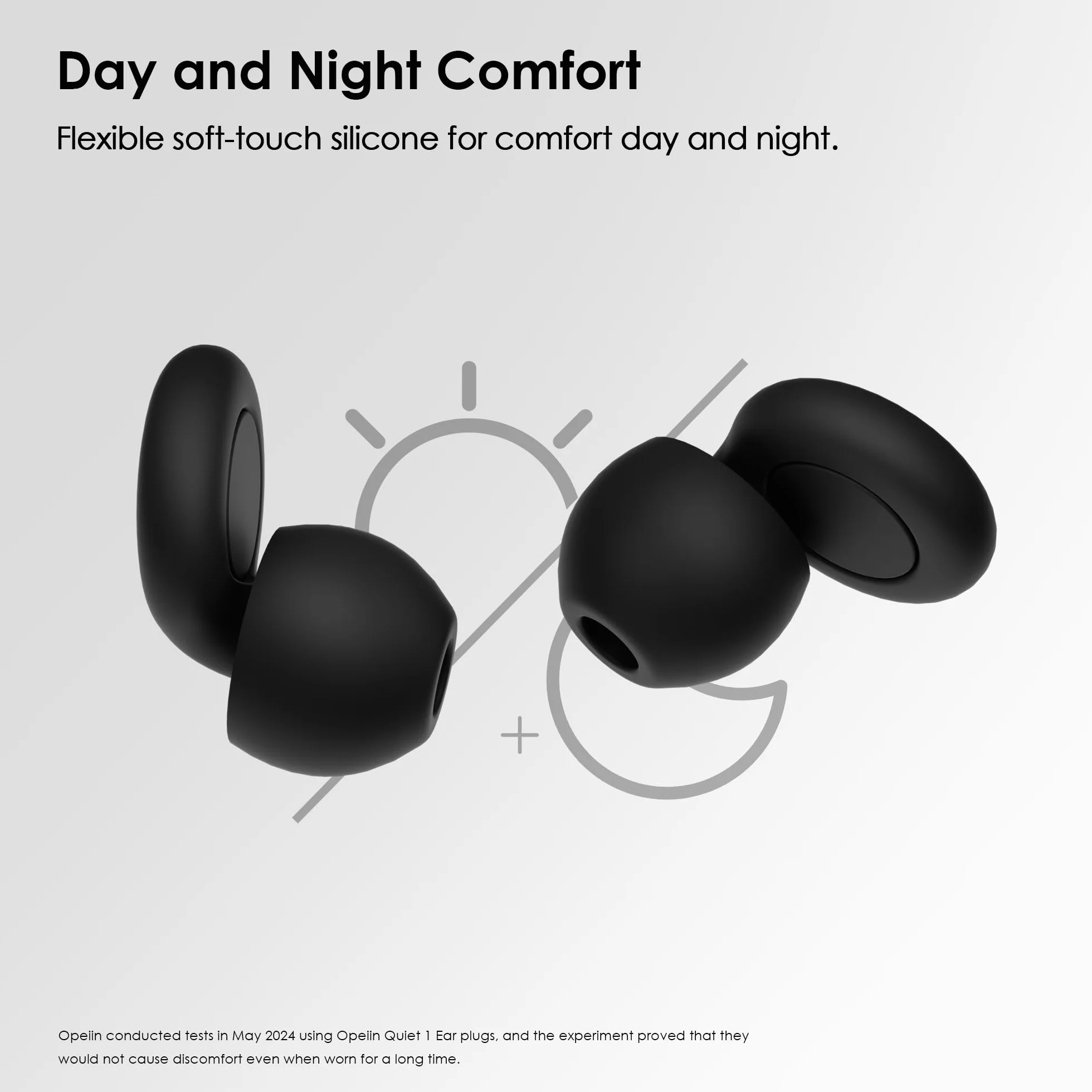 OPEIIN Tapones Oídos Ruido Dormir Silicona flexible reutilizables 28dB SNR Negro XS/S/M/L
