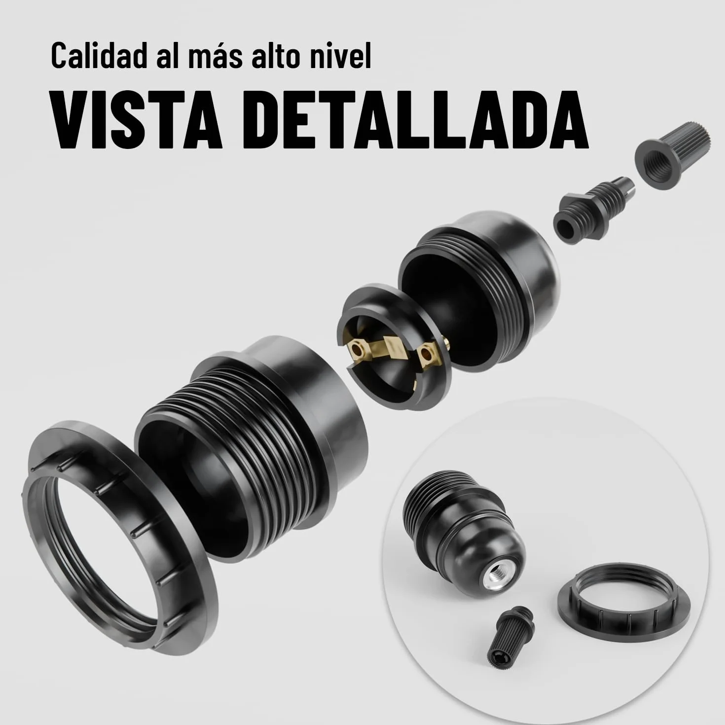 Portalámparas E27 Negro 250V 60W Plástico - Casquillo E27 para Lámparas