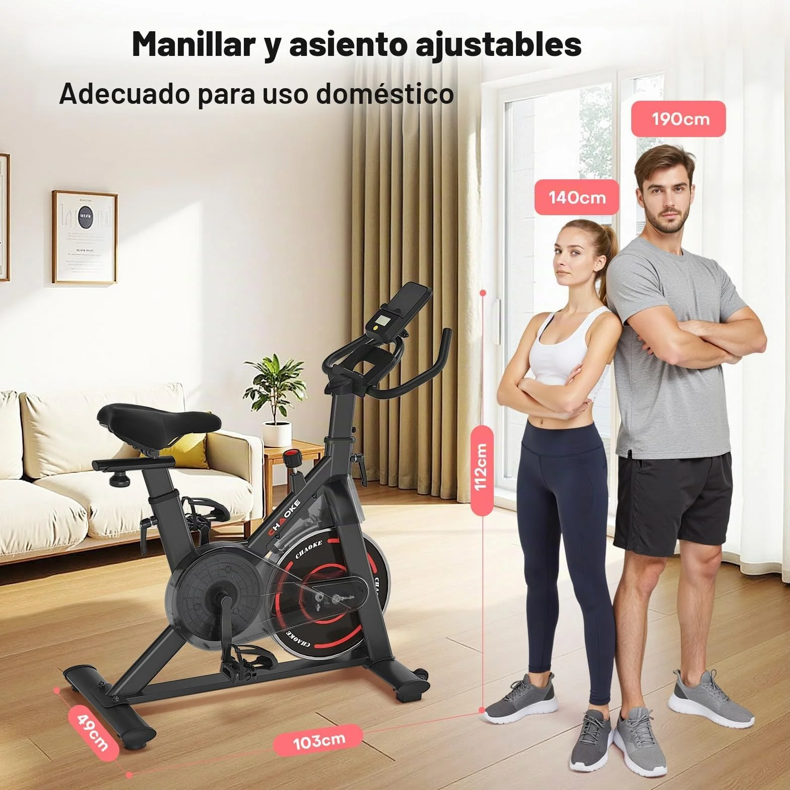 CHAOKE Bicicleta Estática Magnética con APP, Bicicleta de Spinning Profesional para Casa, Entrenamiento de Ciclo Indoor Silencioso, Asiento Ergonómico, Pantalla LCD, Carga 150kg