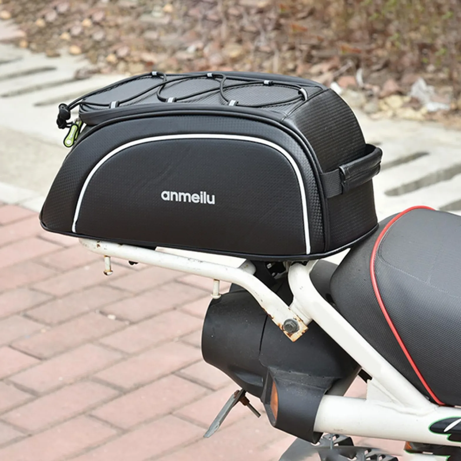 Bolsa trasera para portabicicletas Paquete de baúl de 8L para bicicleta | Bolsas de viaje para bicicletas resistentes al agua con tira reflectante Accesorio de ciclismo para motocicletas