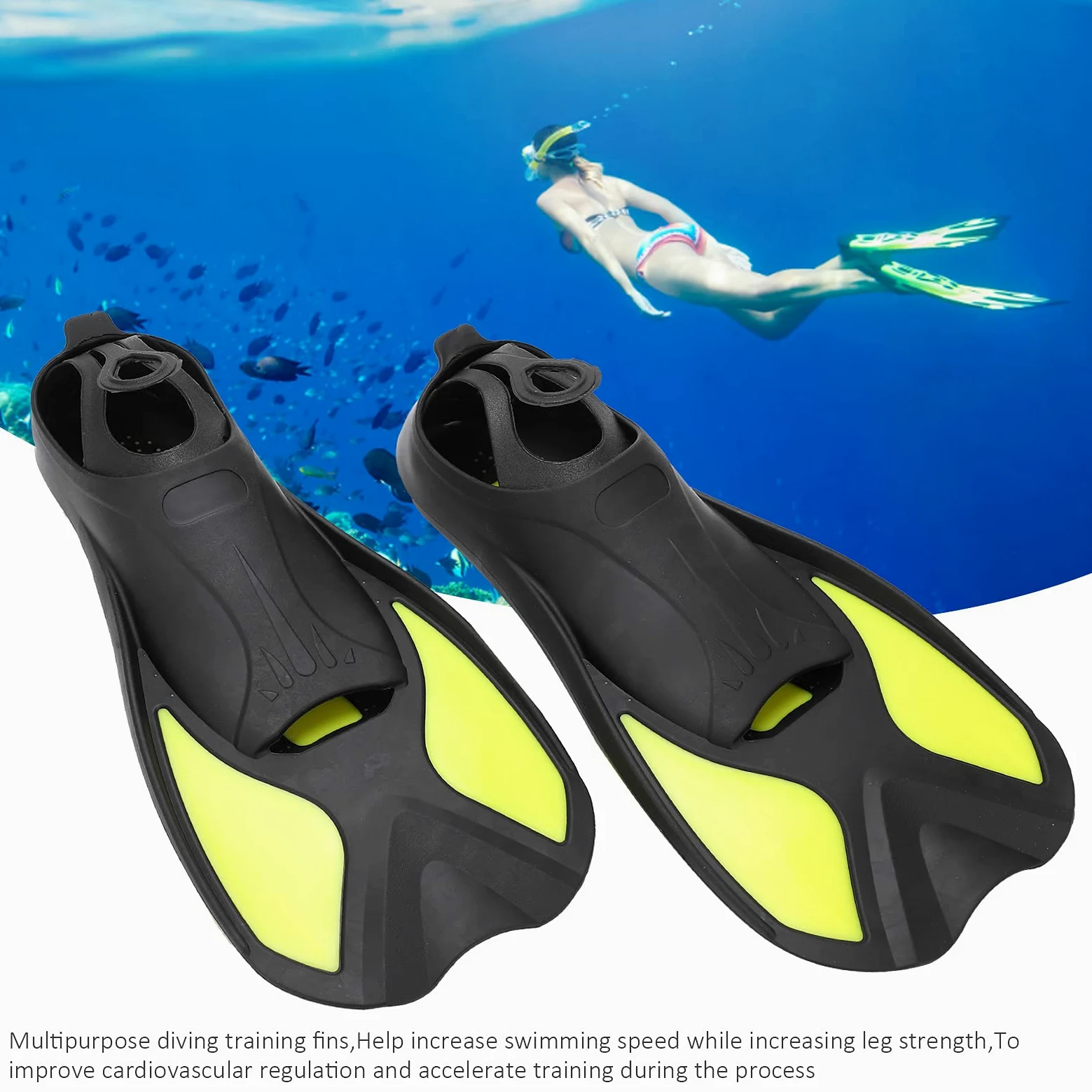 Alvinlite Aletas De Natación, Aletas De Esnórquel, Aletas De Buceo, Aletas De Equipo De Esnórquel, Aletas Cortas De Tamaño De Viaje para Adultos, Niños, Hombres, Mujeres, Entrenamiento De Natación(L)