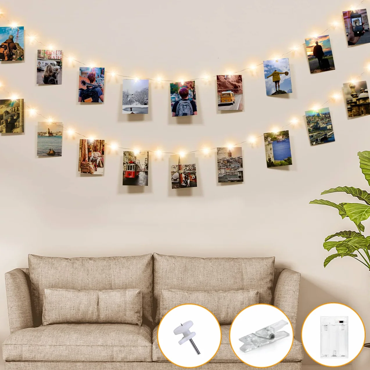 Kolpop 5m 50 LED Clip Cadena de Luces Fotoclips Guirnalda para Colgar Fotos Decoración