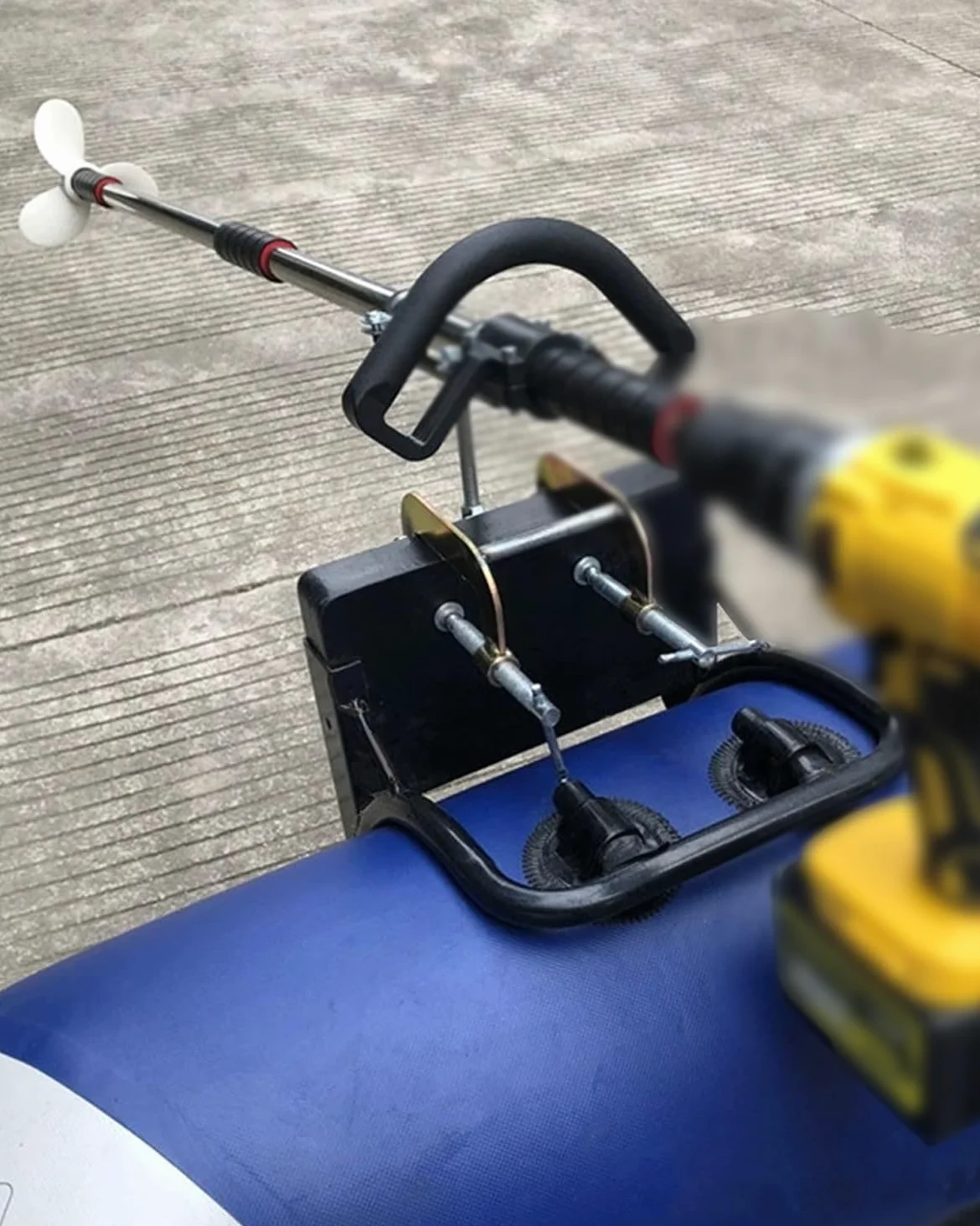 Motor Fueraborda Hélice Portátil para Taladro de Kayak, Motor Fueraborda para Bote de Emergencia con Manija y Soporte, Kit de Motor de Pesca de Arrastre para Tabla de Paddle Surf Montado(L)