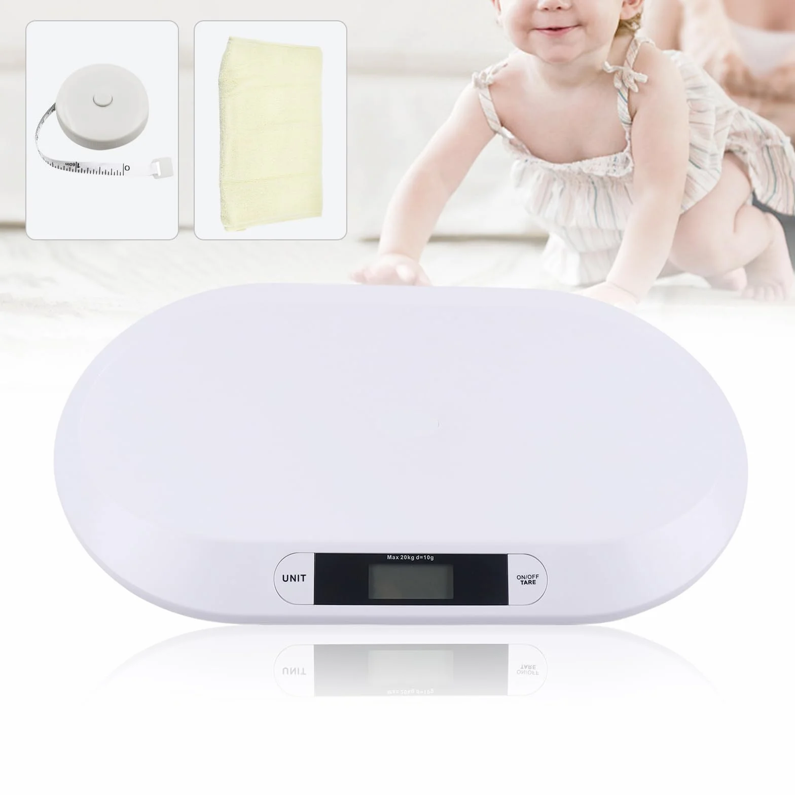 Báscula digital de bebé portátil 20 kg pantalla LCD para bebés conejos gatos perros