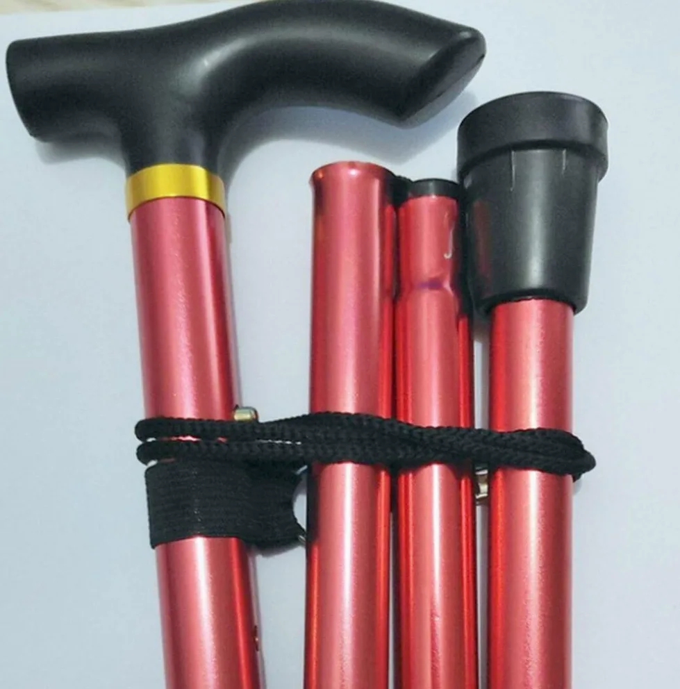 Bastón de aleación de Aluminio Ligero, bastón de Trekking con bastón Bastón Plegable de Aluminio Bastón de Trekking Plegable telescópico de Cuatro Secciones Bastón Antideslizante Muletas Ajustables