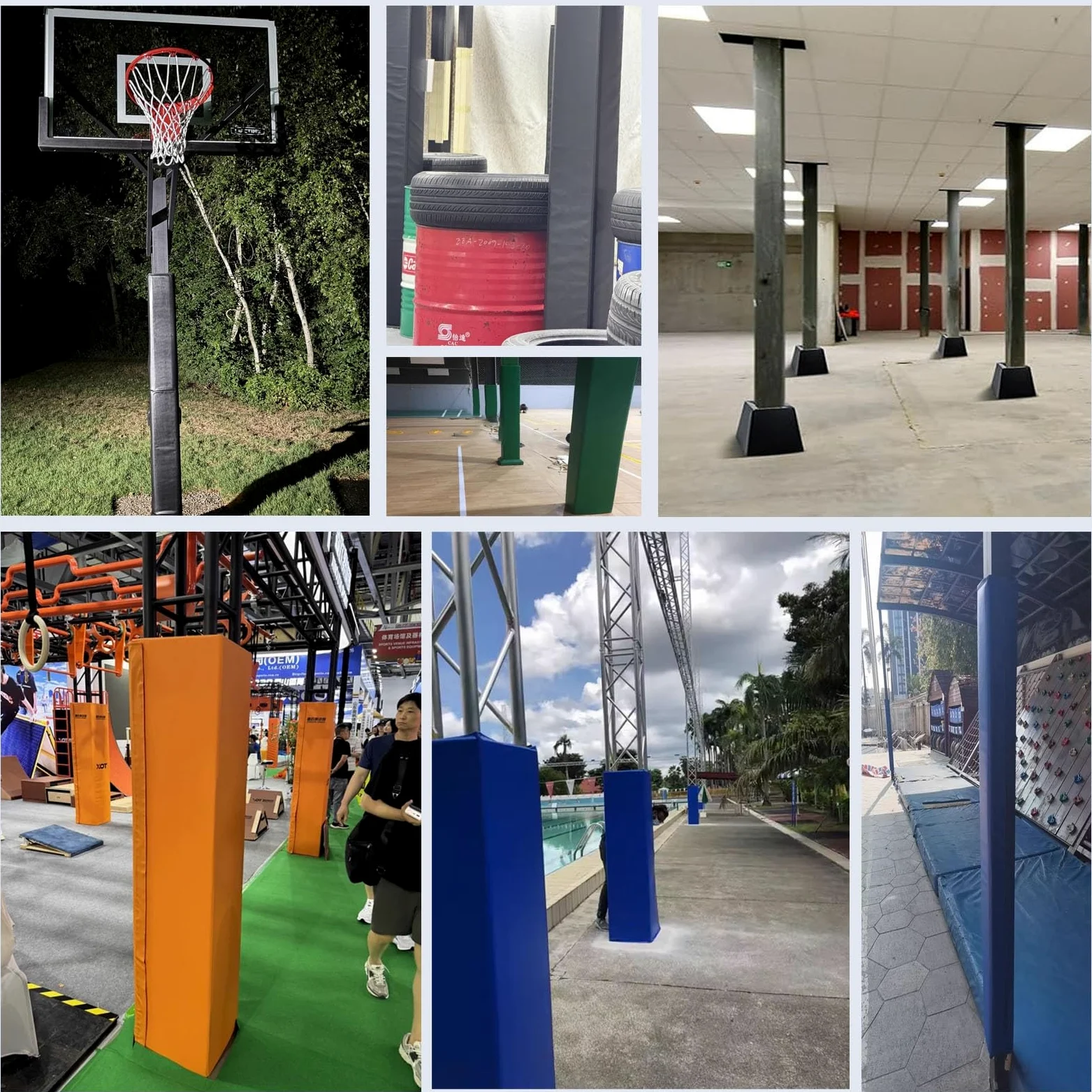 Acolchado de poste interior para bastones de voleibol de baloncesto, poste de garaje cuadrado envolvente para sótano, acolchado negro de 70 71 72 pulgadas de alto