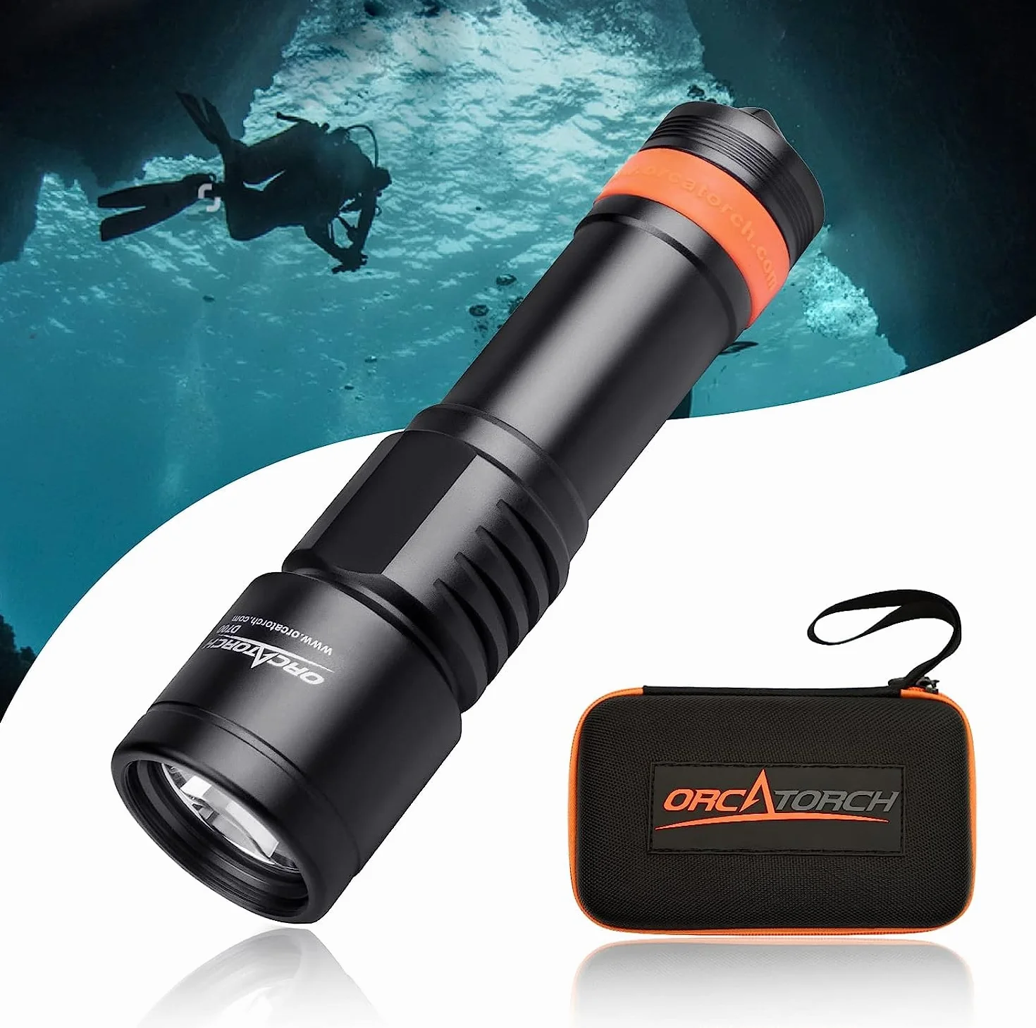 ORCATORCH Antorcha de buceo D700 de 1700 lúmenes, 150 m de profundidad