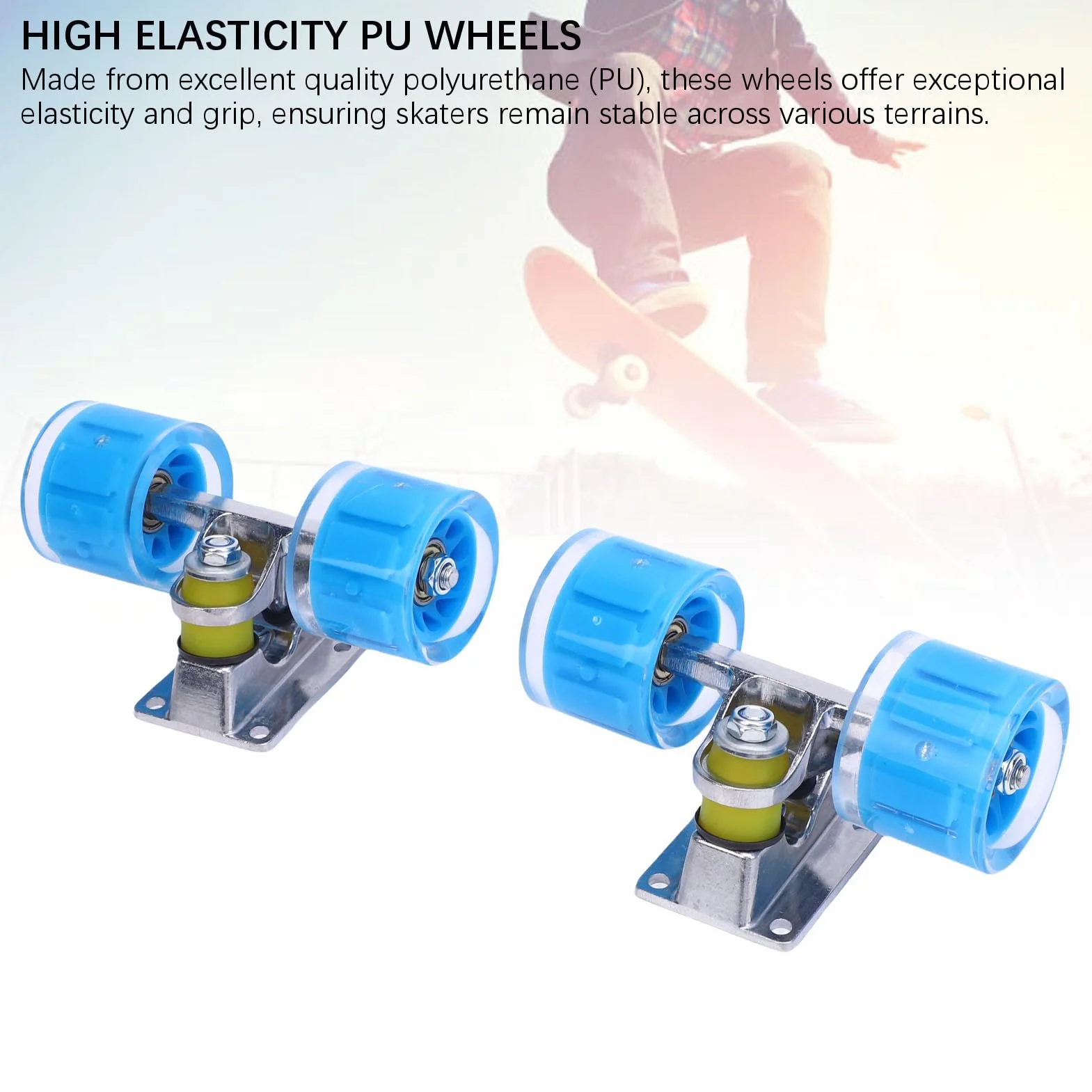 Fockety Juego de Ejes y Ruedas para Patineta Longboard (55 X 45 mm), Juego de Ruedas y Ejes de Aleación de Aluminio, Kit de Hardware Básico para Cruiser