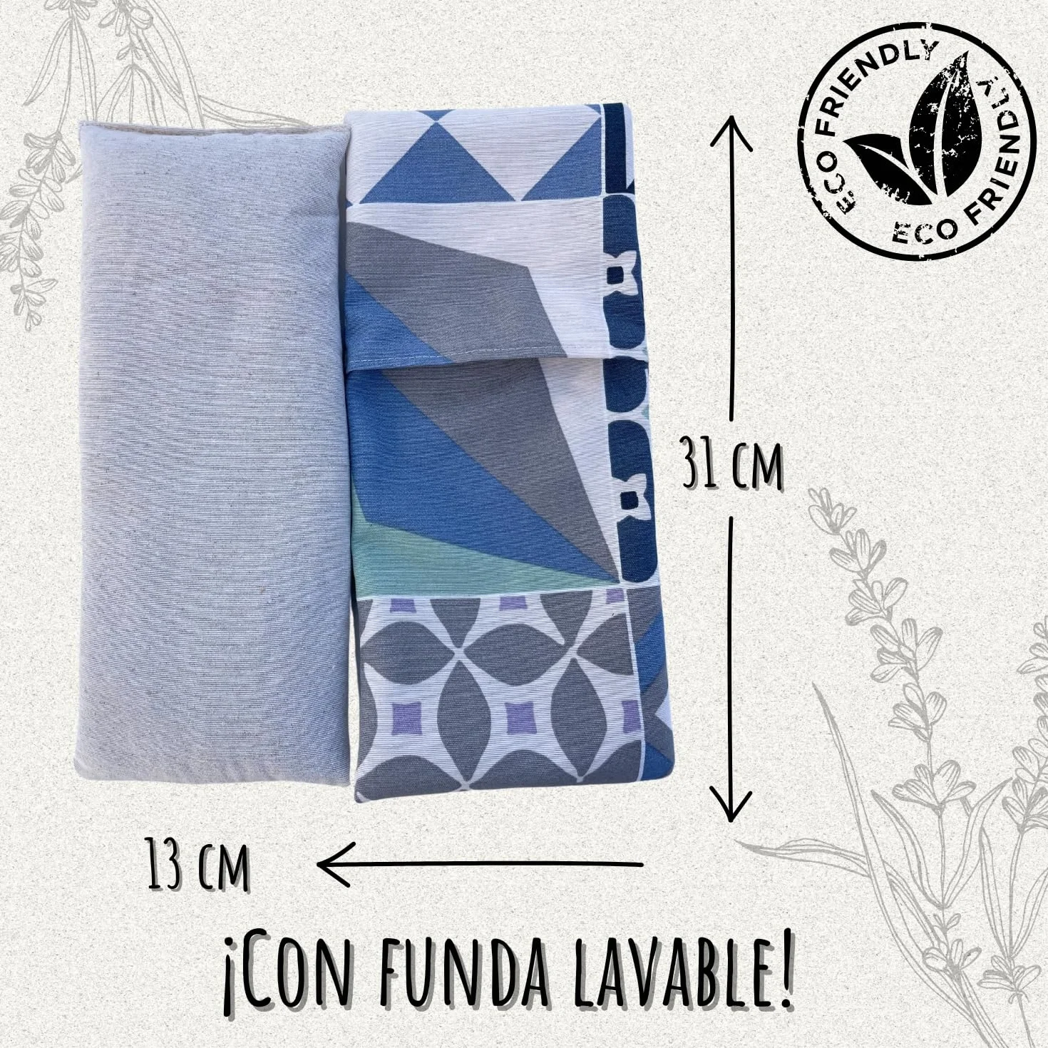 Saco térmico microondas 13cmx31cm funda lavable semillas naturales lavanda