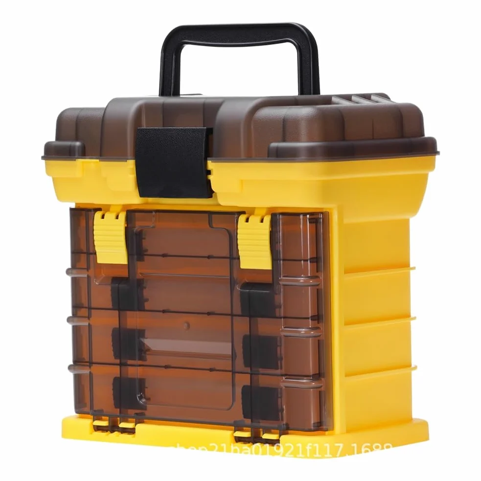 Caja de aparejos de pesca portátil con múltiples cajones para organizar señuelos anzuelos y accesorios de pesca de forma segura (rosa)