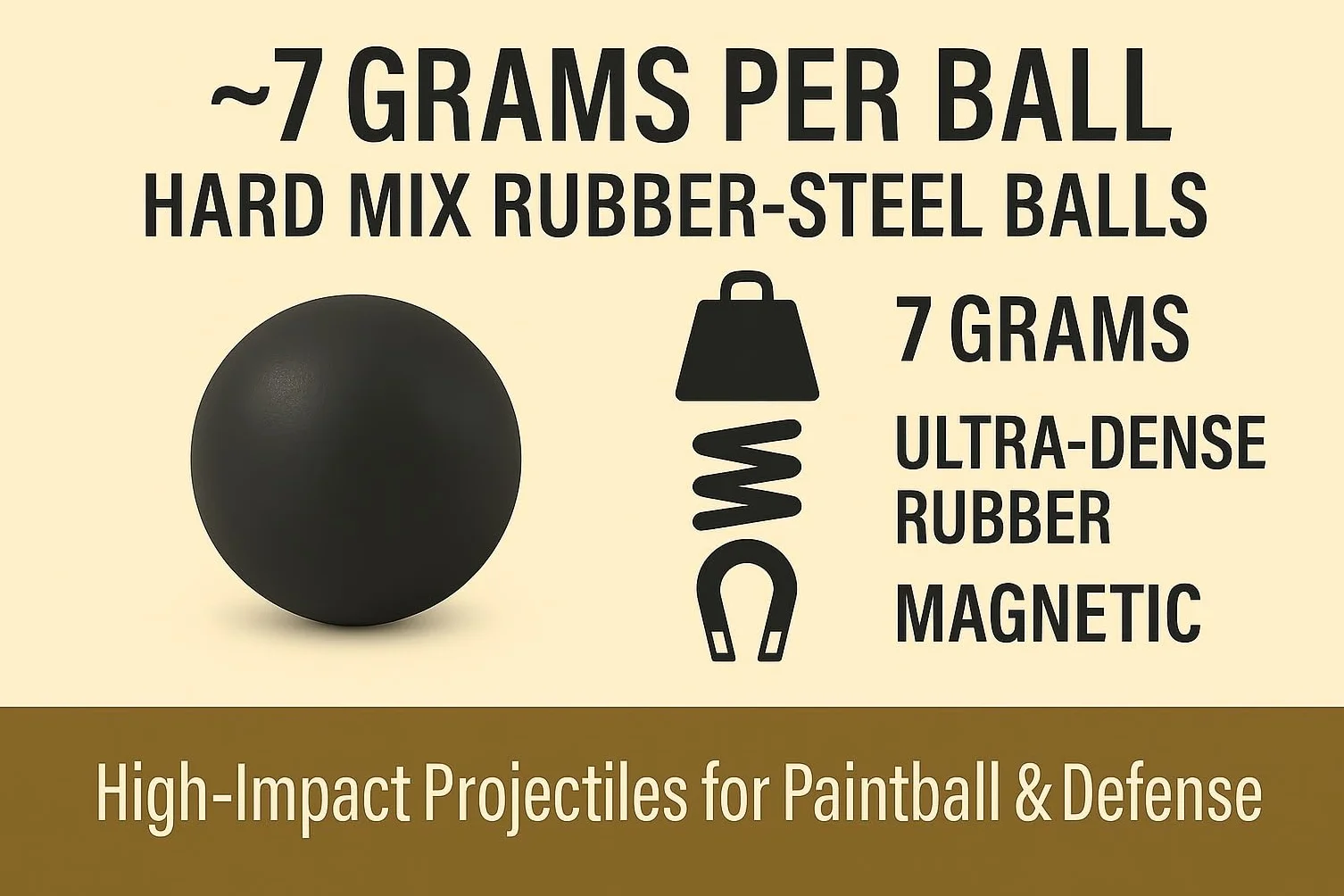 Bolas de Acero de Gomma Maciza Ram Paintball .68 Calibre Hard Paintballs 100 sztuk