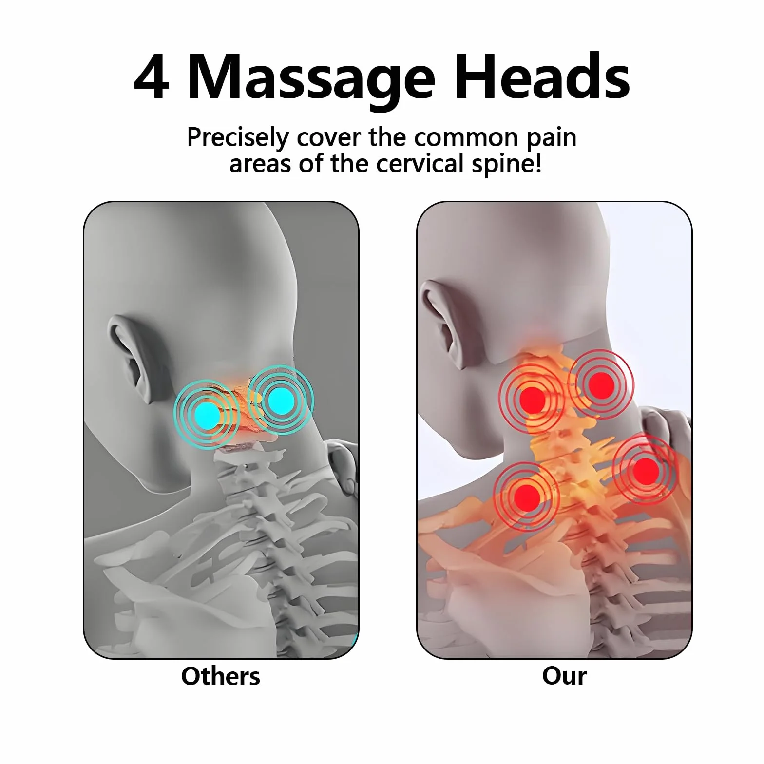 Masajeador cervical eléctrico de impulsos, 6 modos de masaje y calentamiento, 16 niveles de fuerza ajustables, portátil con control de voz