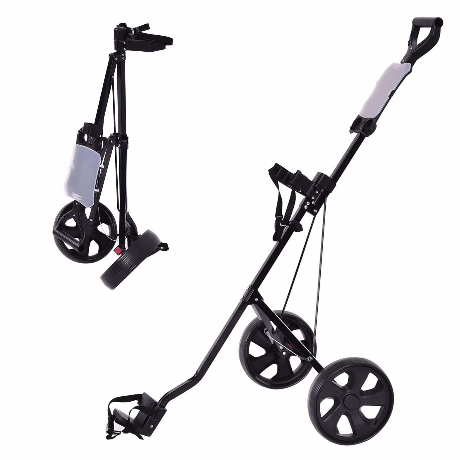 GOPLUS Carrito de Golf Plegable con 2 Ruedas, 67 x 142 x 112 cm